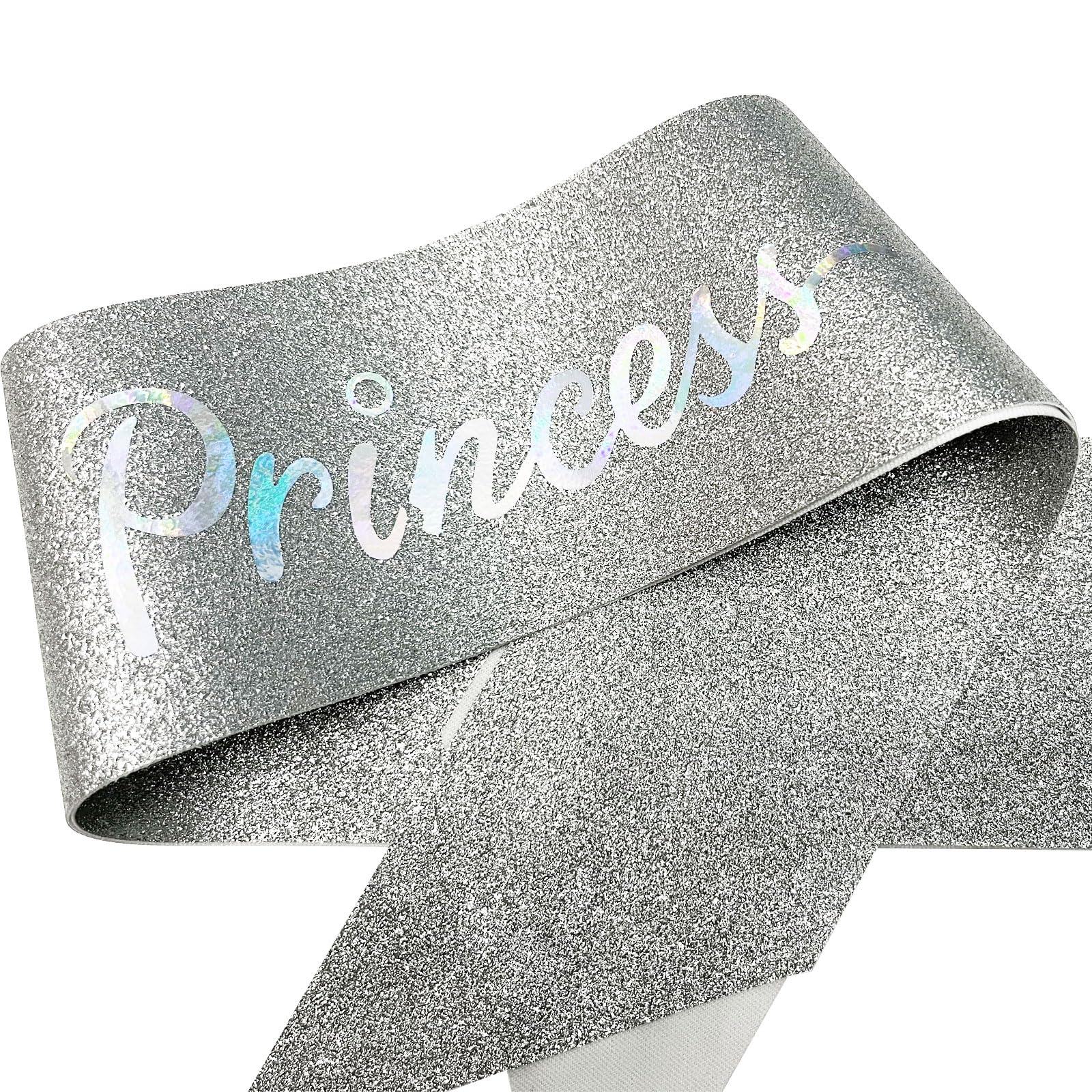 NAUXIUDSJS Birthday Sash for Women, Birthday Princess Glitter Silver Sash with Multi color Foil, Party Favors Supplies for 18th 21st 30th 40th 50th