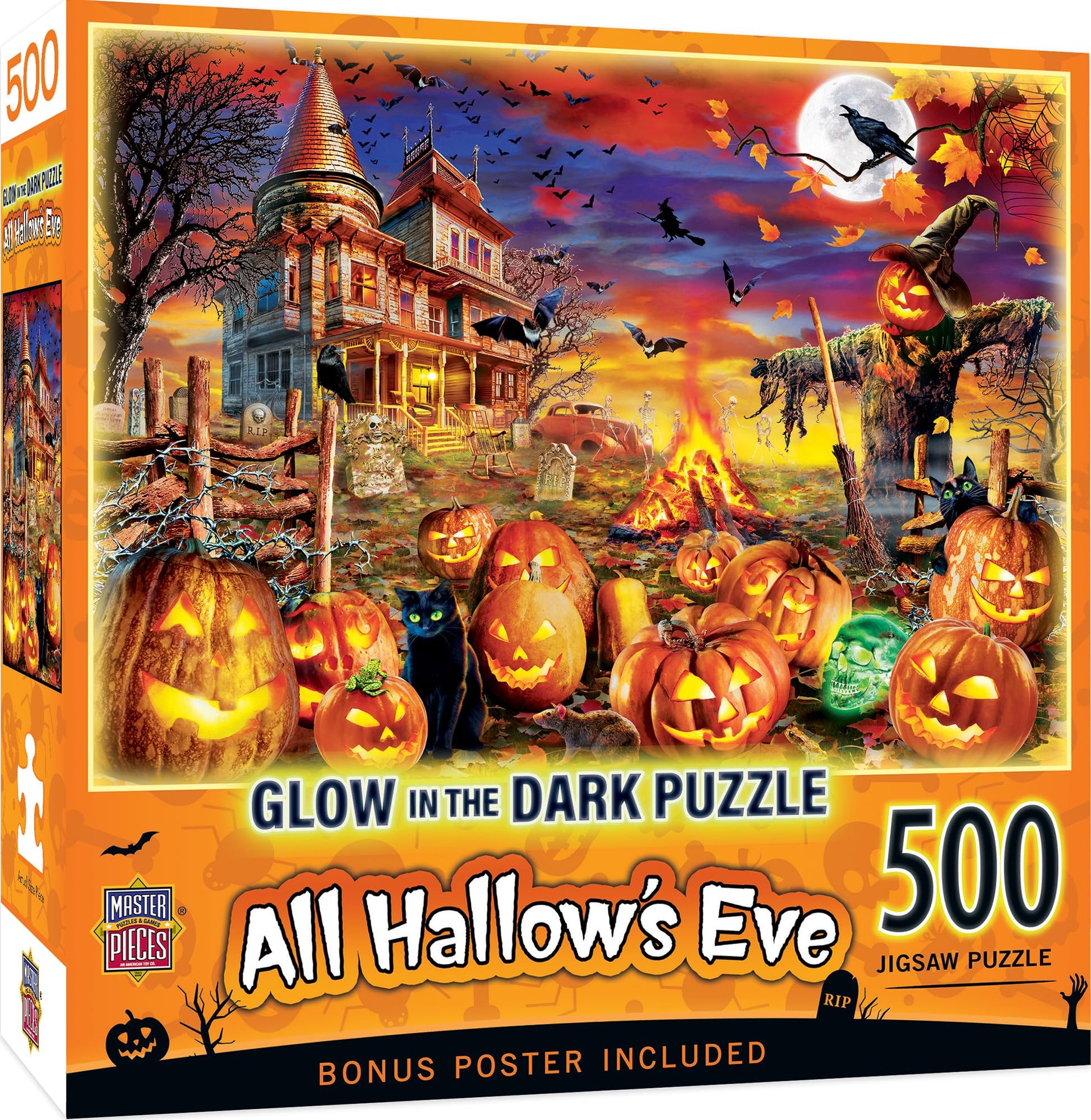 MasterPieces 500 Piece Glow in The Dark Halloween Jigsaw Puzzle - All Hallow's Eve - 15"x21"