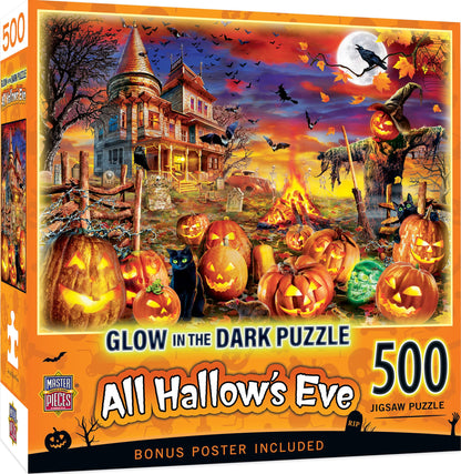 MasterPieces 500 Piece Glow in The Dark Halloween Jigsaw Puzzle - All Hallow's Eve - 15"x21"