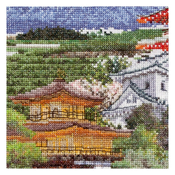 Thea Gouverneur - Counted Cross Stitch Kit - Japan - Aida - 18 Count - Embroidery Kit for Adults - DMC Embroidery Threads and Other Cross Stitch