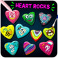 Hearts Rock Painting Kit for Kids Girls - Glow in Dark Art Supplies Ages 4-12 - Complete STEM Craft Set with Puffy Paint Stickers Gems Paints