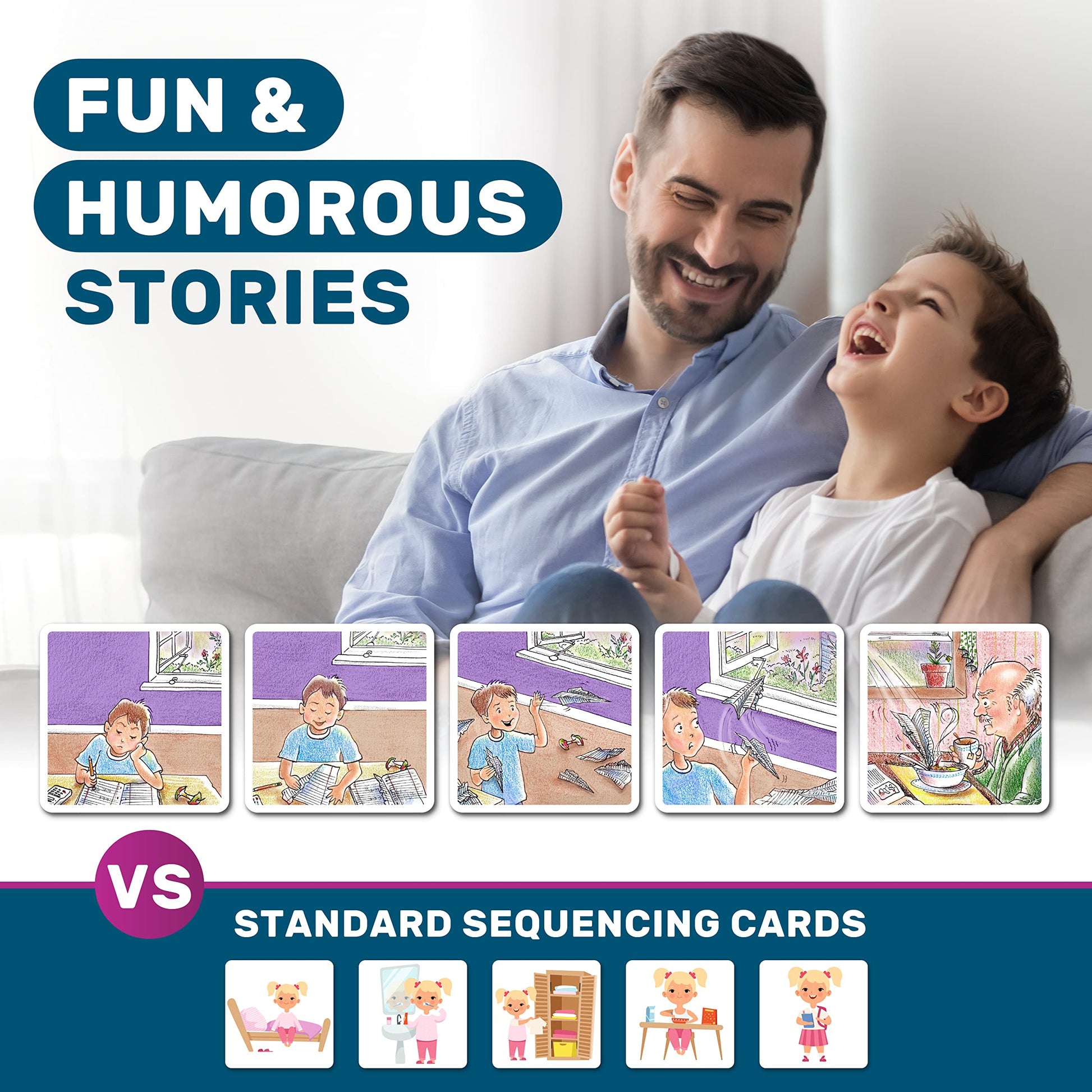 SkillEase Story Cues Skilled Sequencing Cards, Speech Therapy Materials, Social Skills Game, English Language Learners Games, Storytelling Cards