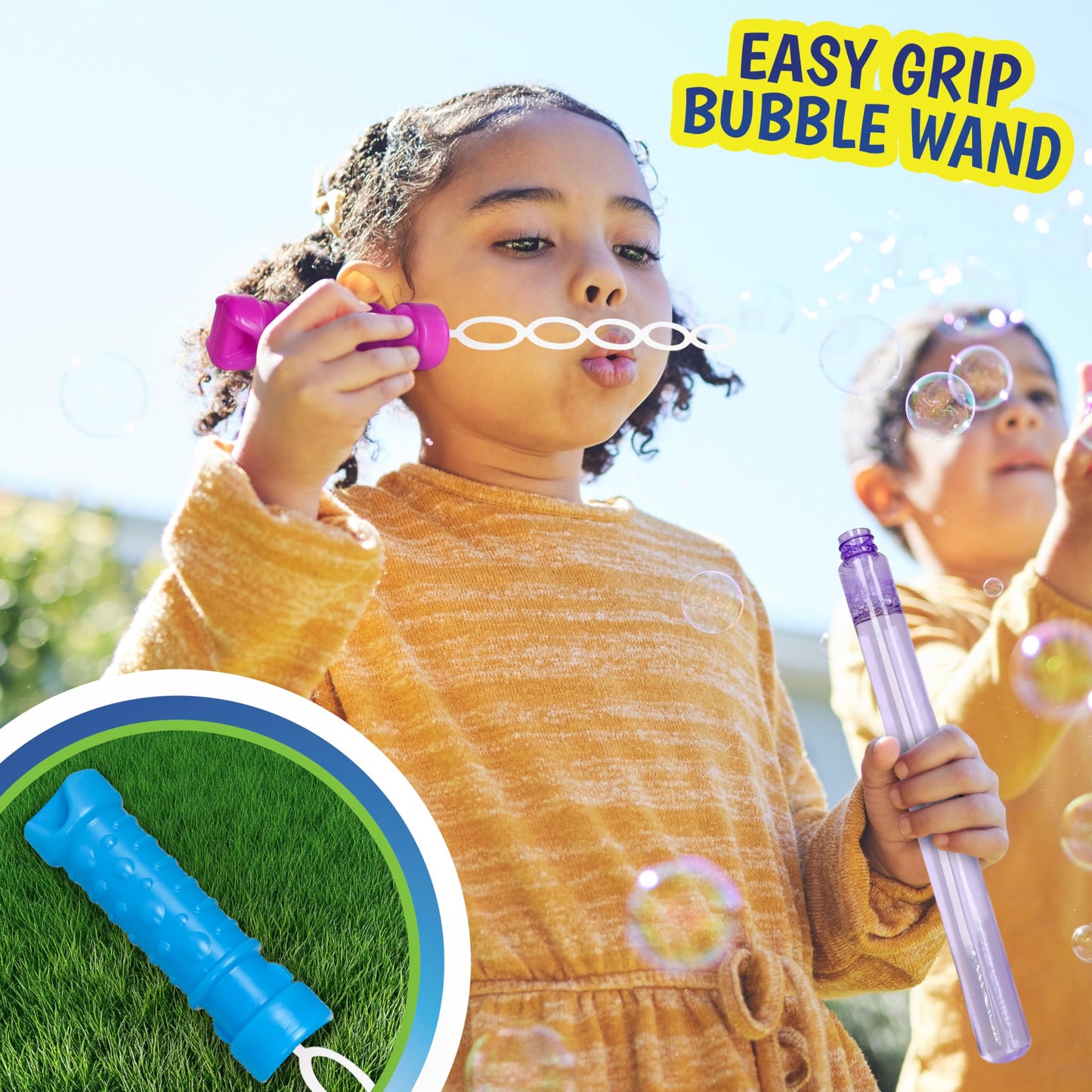 Sunny Days Entertainment Maxx Bubbles 4oz Bubble Wands - 6 Pack Bubble Wand Toy | Summer Fun, Outdoor Birthday Party Favors for Kids, 101799 Blue