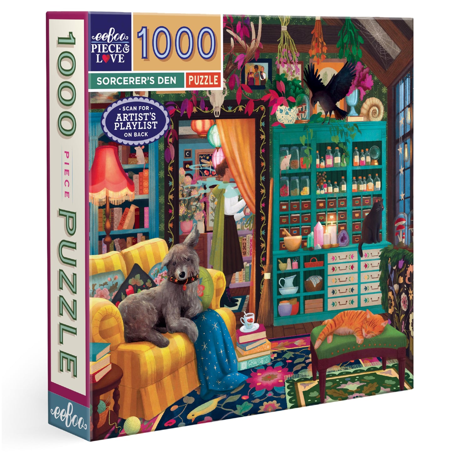 eeBoo Sorcerer's Den 1000 Piece Square Jigsaw Puzzle, 23" x 23"