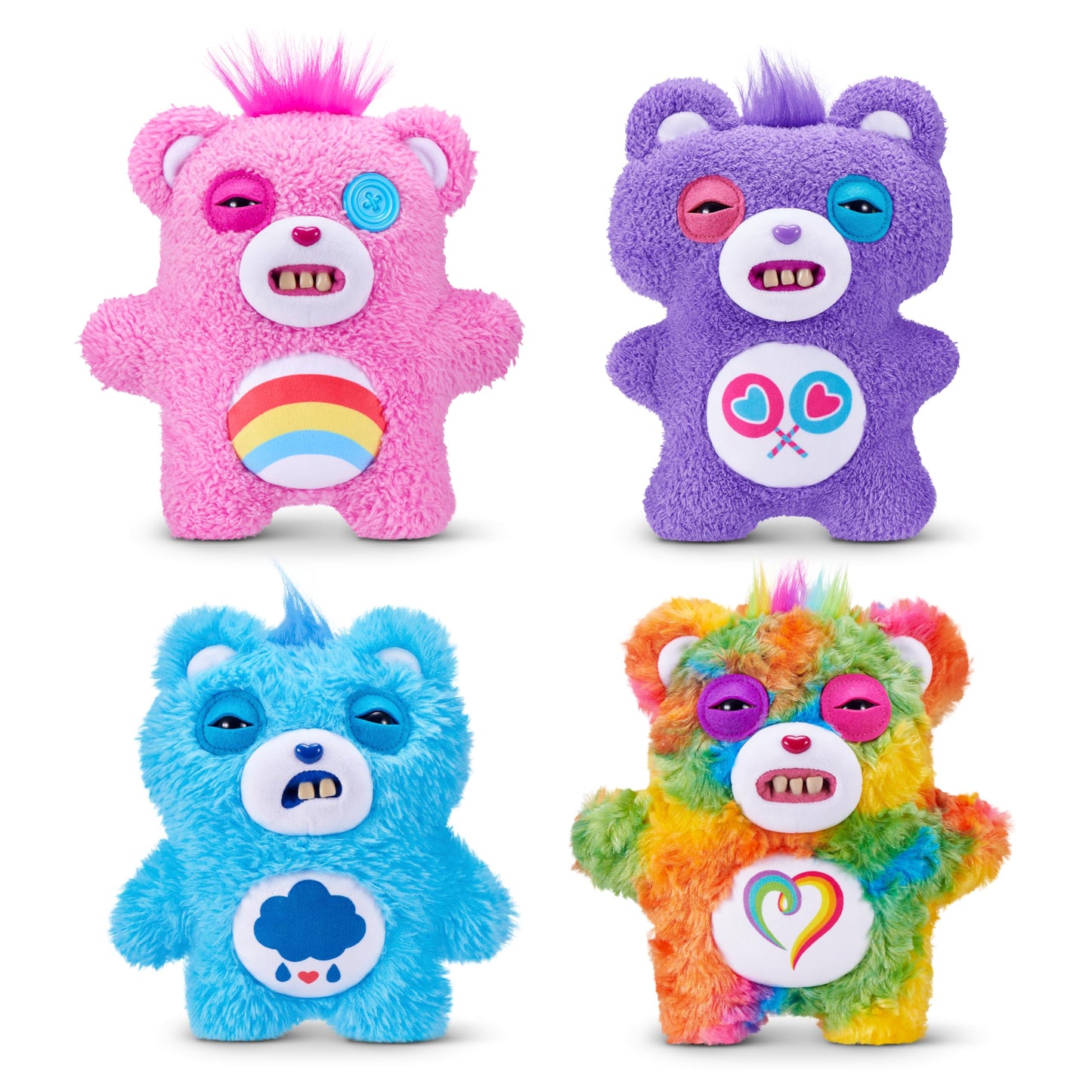 Fuggler Care Bears 9-Inch Plush Toy (Grumpy Bear) by ZURU - Funny Ugly Monster Stuffed Animal with Human-Like Teeth, Collectible Plush for Kids