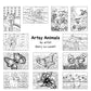 Colorpockit 4x6 Postcard Coloring Book Deck Pack Bundle with Artsy Animals and Seaside Scenes. Refills Complete Portable Coloring kit. Contains Two