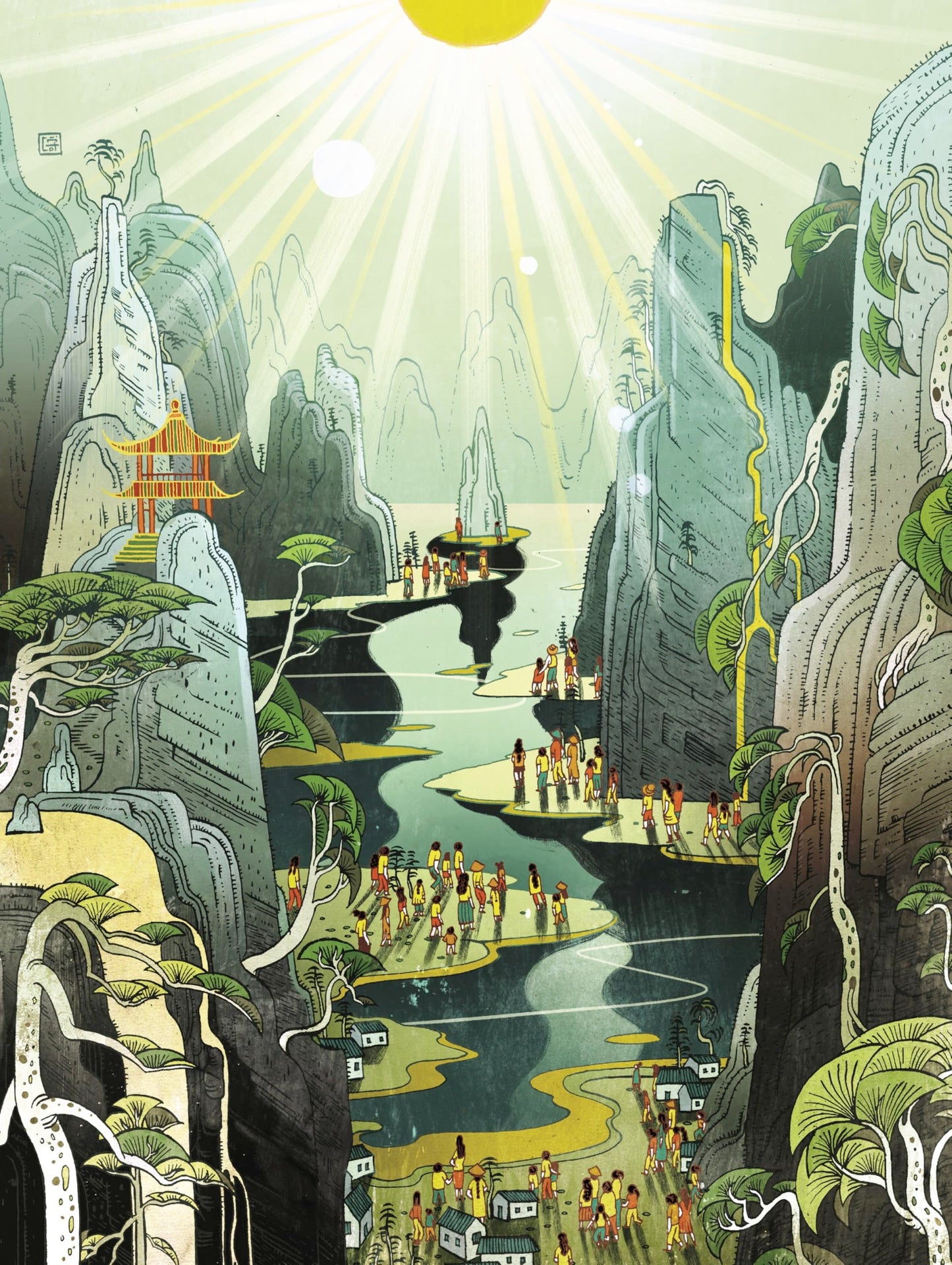 New York Puzzle Company - Victo Ngai Country Prayer - 1000 Piece Jigsaw Puzzle for Adults by Victo Ngai