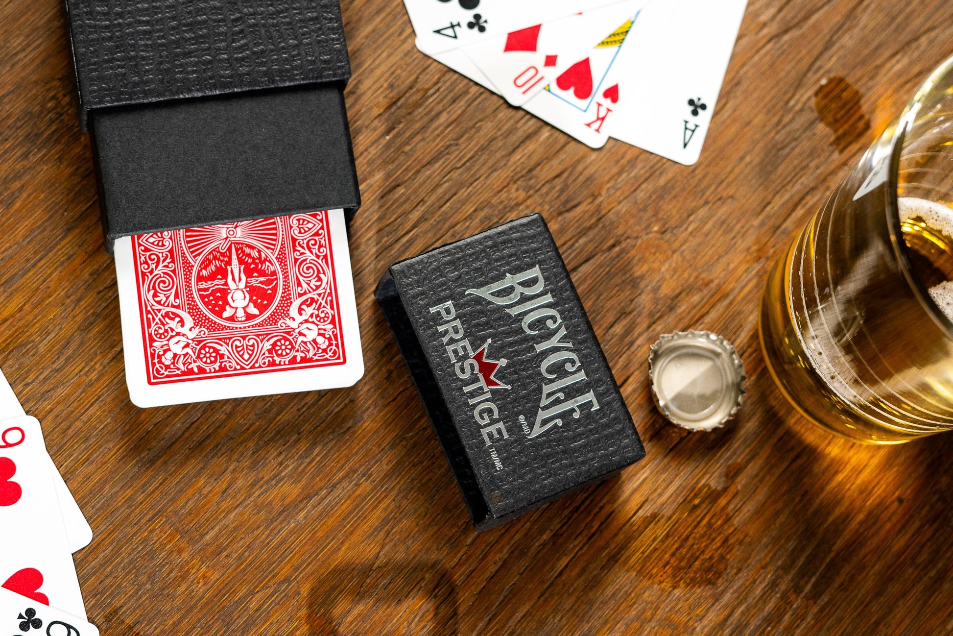Bicycle Prestige Waterproof Playing Cards, Red 100% Plastic Deck, Durable Casino Quality Poker Cards for Poker, Blackjack, Pool, Beach, Camping