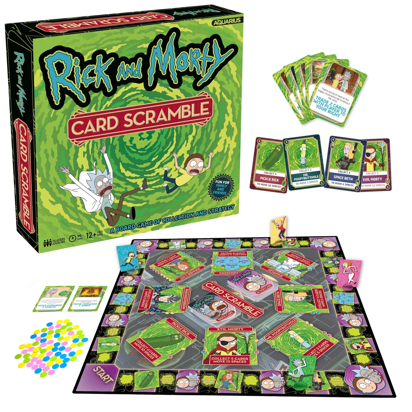 AQUARIUS Rick & Morty Card Scramble Board Game - Fun Family Party Game for Kids, Teens & Adults - Entertaining Game Night Gift - Officially Licensed