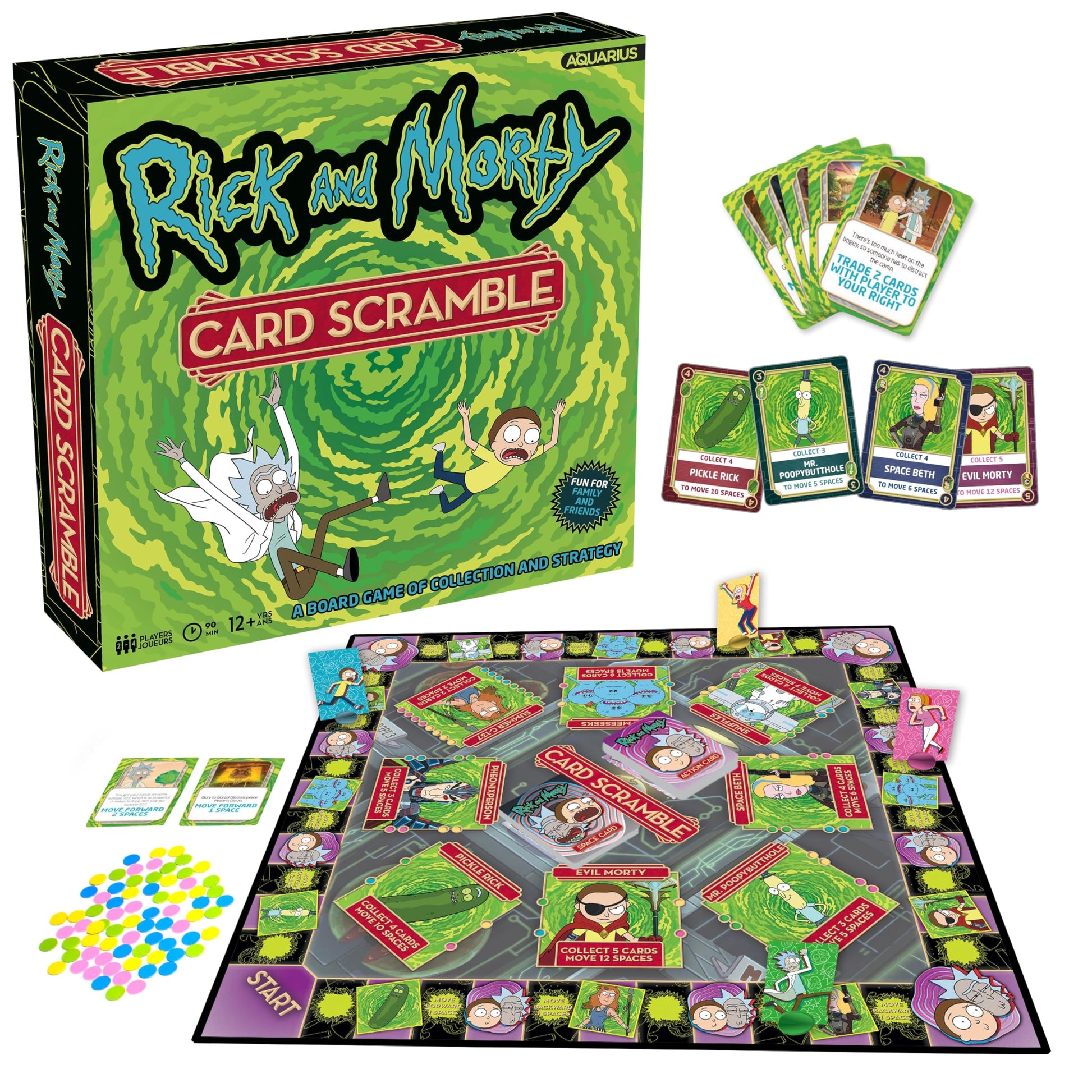 AQUARIUS Rick & Morty Card Scramble Board Game - Fun Family Party Game for Kids, Teens & Adults - Entertaining Game Night Gift - Officially Licensed
