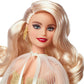 Barbie Signature 2023 Holiday Doll, Blonde Hair Wearing Golden Gown, Collectible with Doll Stand & Certificate of Authenticity