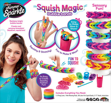 Shimmer 'n Sparkle Squish Magic Bubble Bands Loom Band Making kit, Friendship Bracelets Crafting Toy Rubber Bands Set
