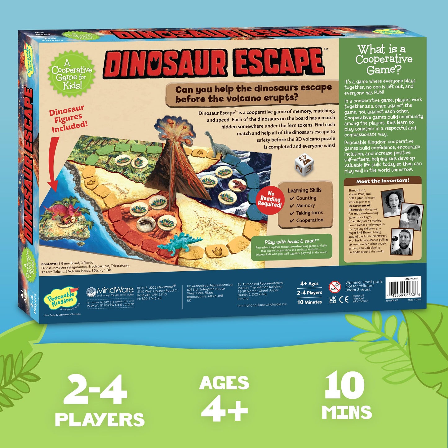 Peaceable Kingdom Dinosaur Escape Cooperative Memory Game of Logic and Luck for 2 to 4 Kids Ages 4+