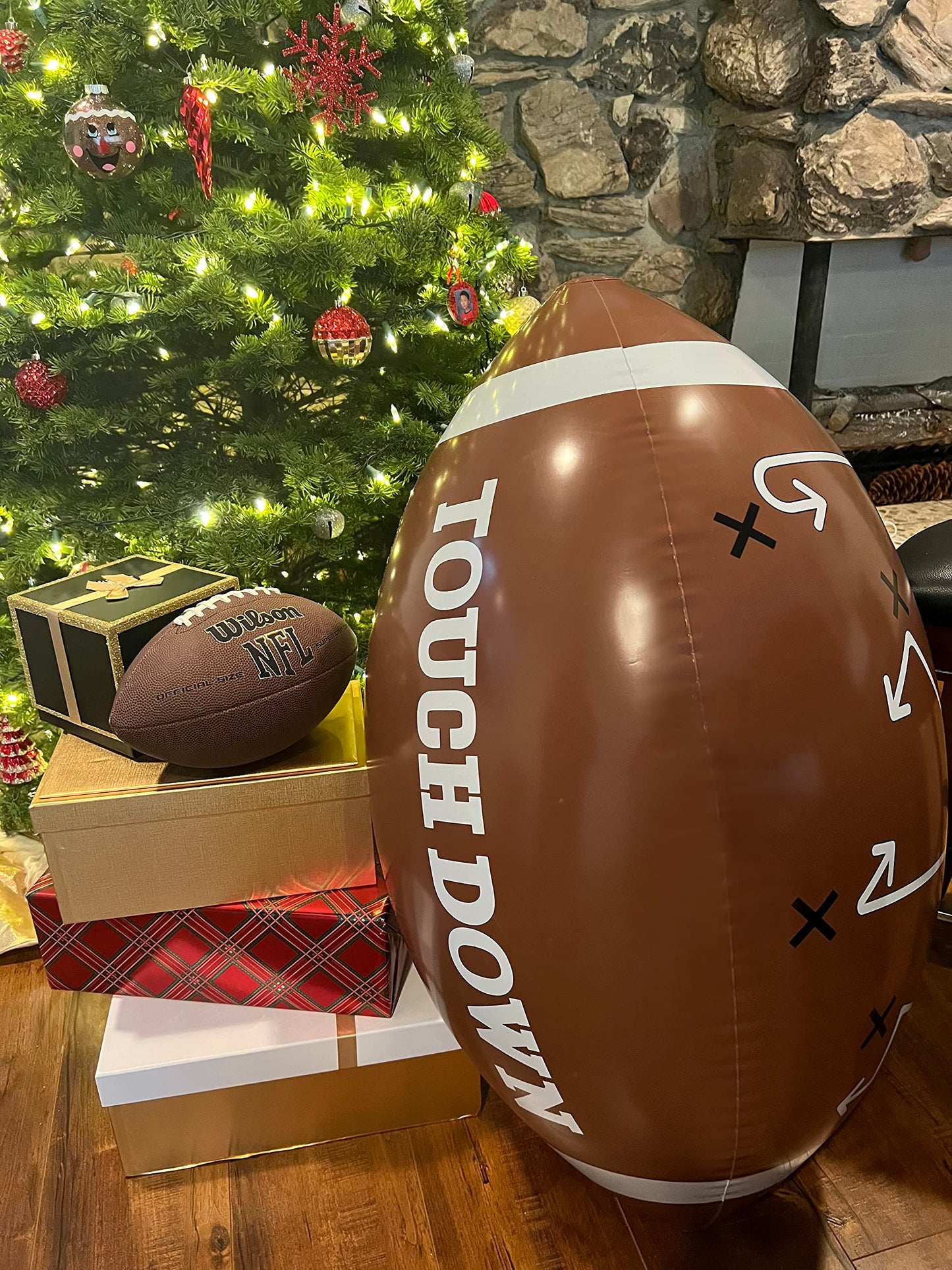 GiftExpress 40" Giant Jumbo Inflatable Football with Tee Set for Football Party, Gameday, American Sport Themed Decorations, Super Fun Football Games