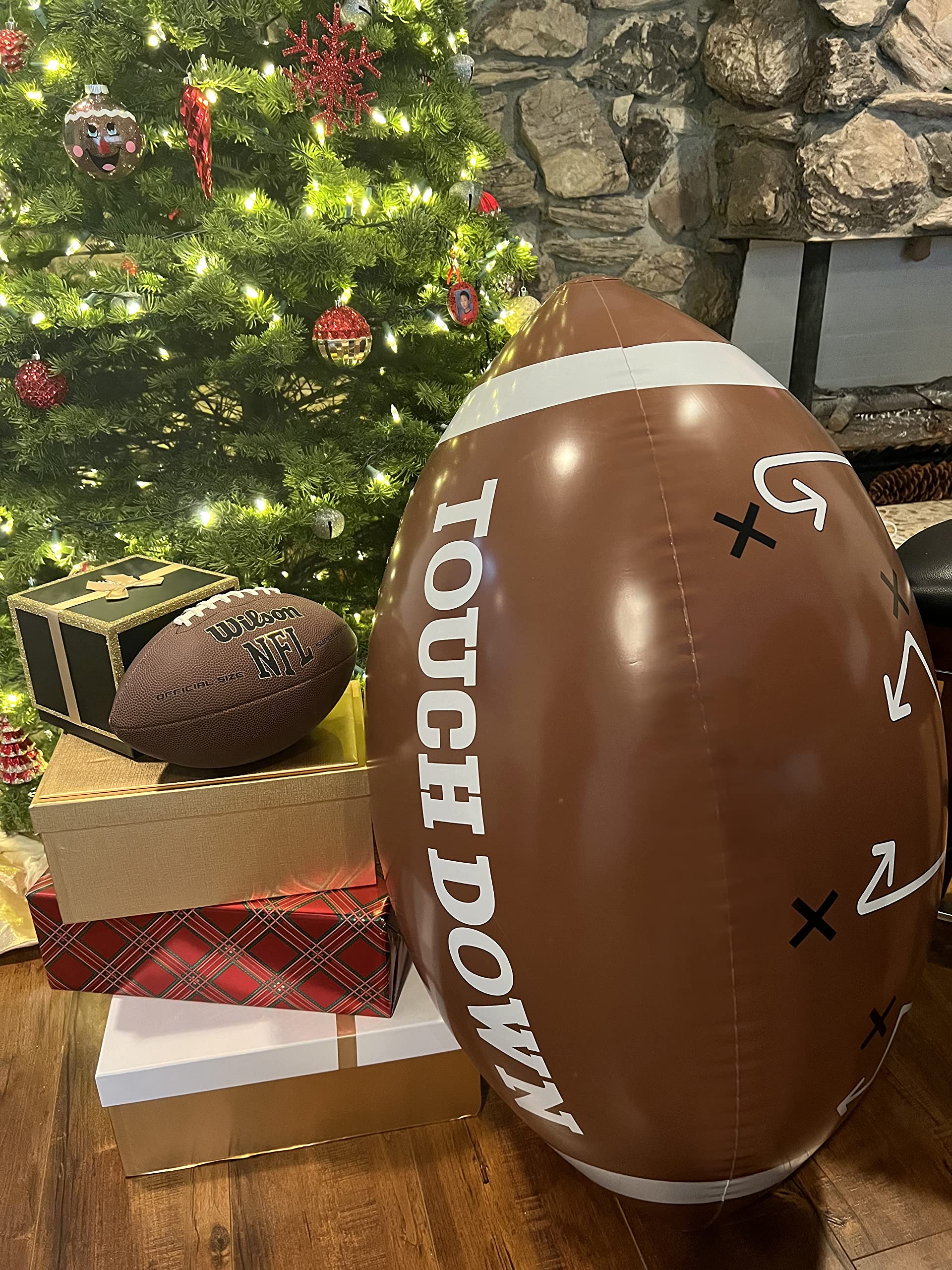 GiftExpress 40" Giant Jumbo Inflatable Football with Tee Set for Football Party, Gameday, American Sport Themed Decorations, Super Fun Football Games
