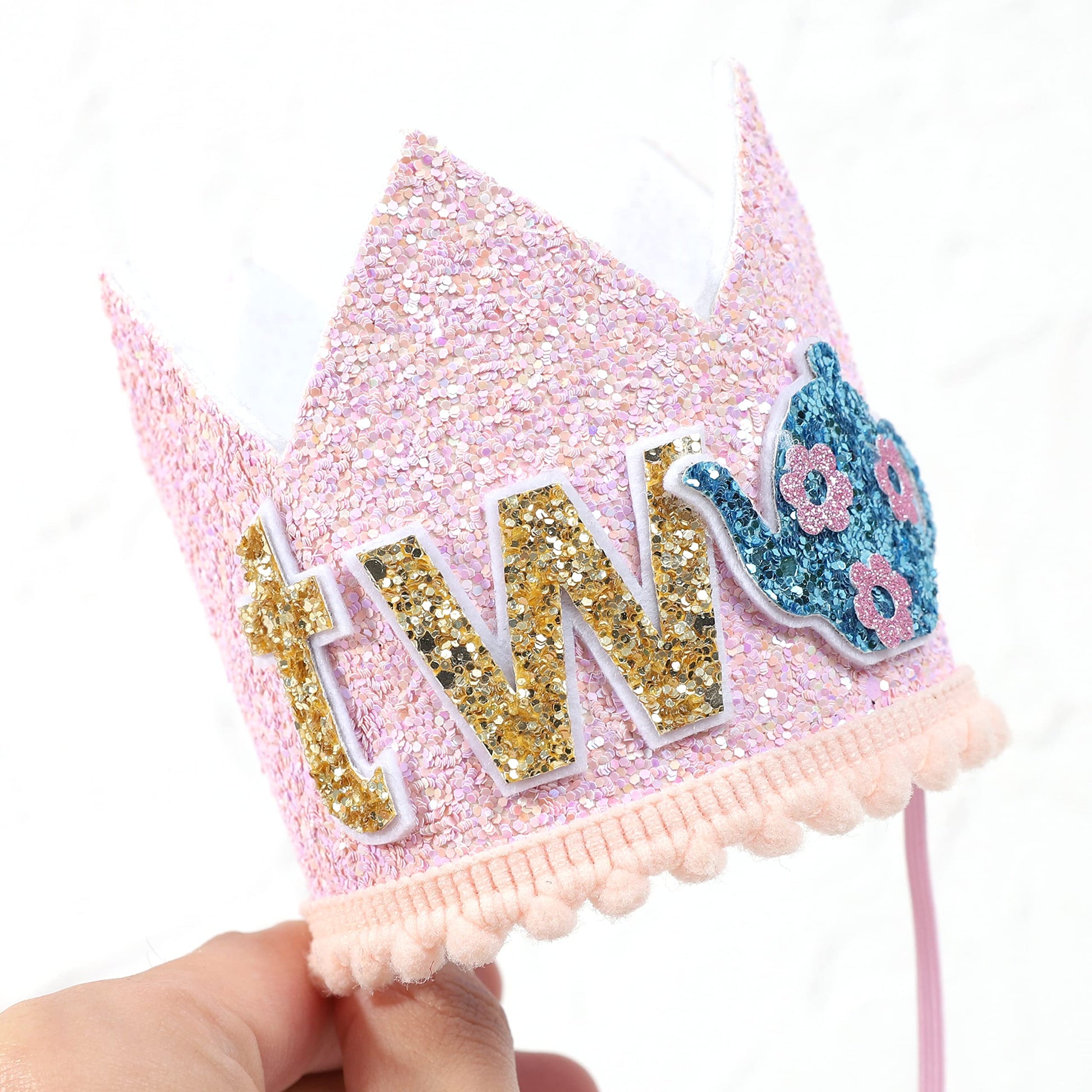 WAUAO Alice in Wonderland Tea Party Decorations - Birthday Crown/Hat, Girl's 2nd Birthday Pink Outfit