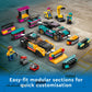 LEGO City Custom Car Garage 60389, Toy Garage Building Set with 2 Customizable Cars and Car Accessories, Pretend Play Mechanic Toy with 4 Minifigures