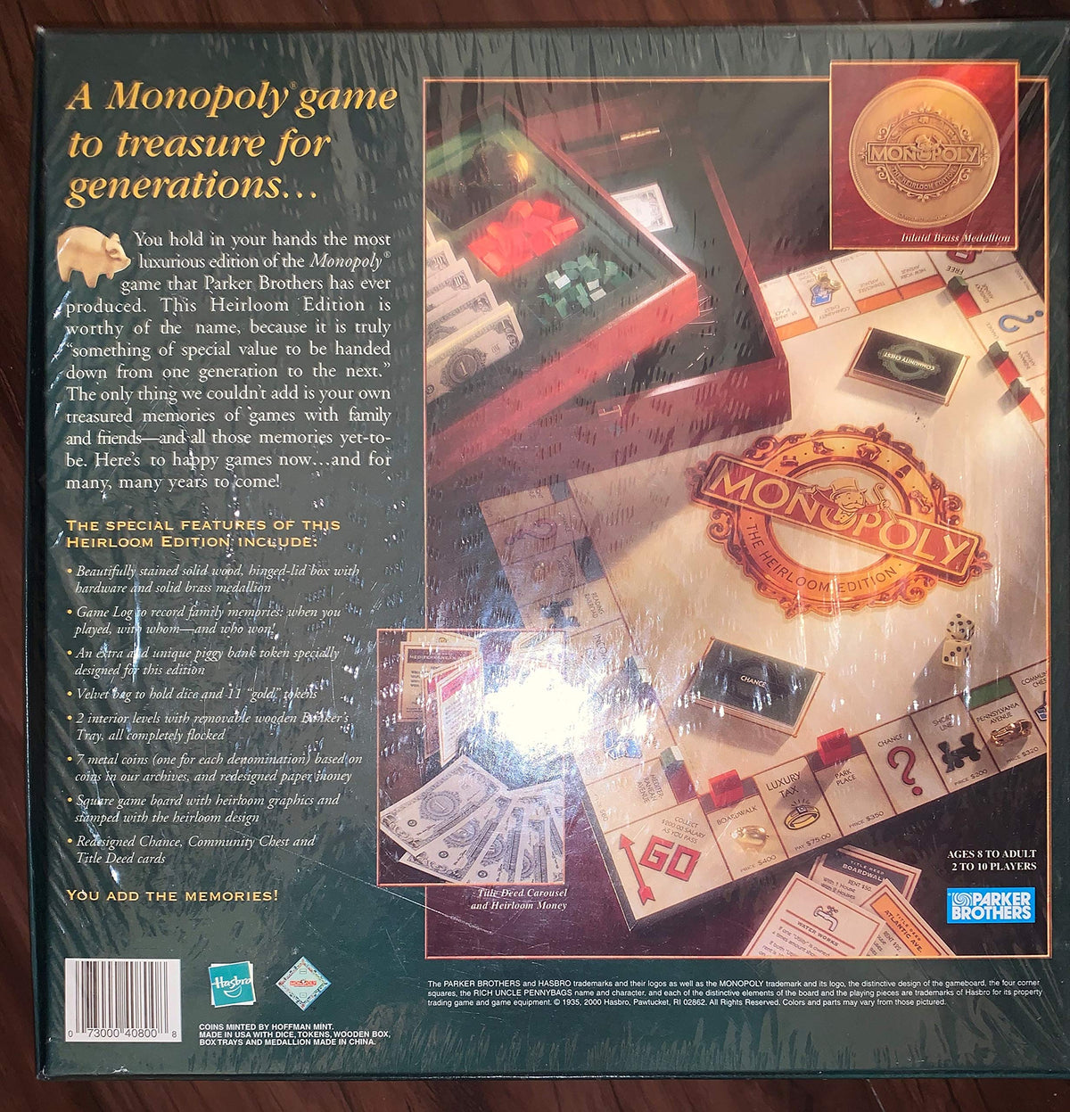 Monopoly The Heirloom Edition - Money & Asset Board Game for 2 to 8 Players, Ages 8+
