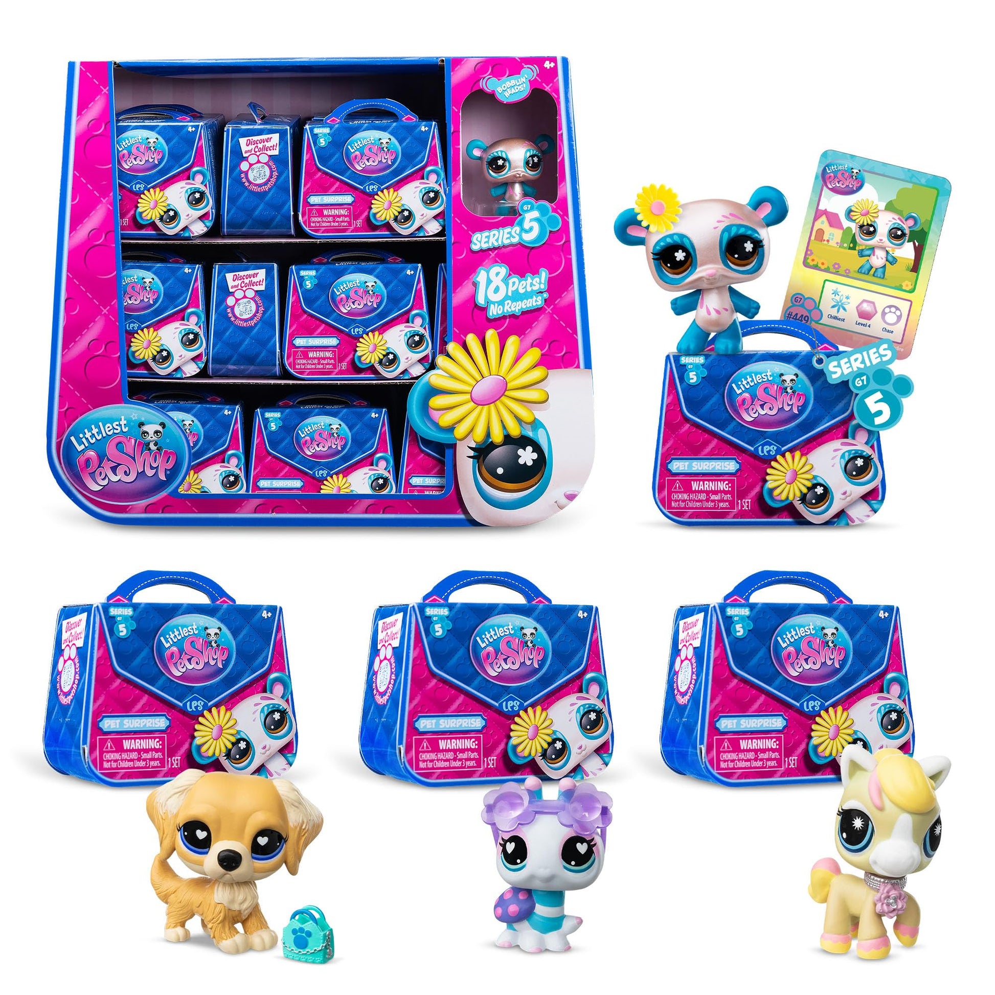 Littlest Pet Shop - Pet Surprise Display, 18 Pet Collector Set - Series 5 - LPS Gen 7, Authentic Mystery Figures, Surprise Collectible Kidult Toy