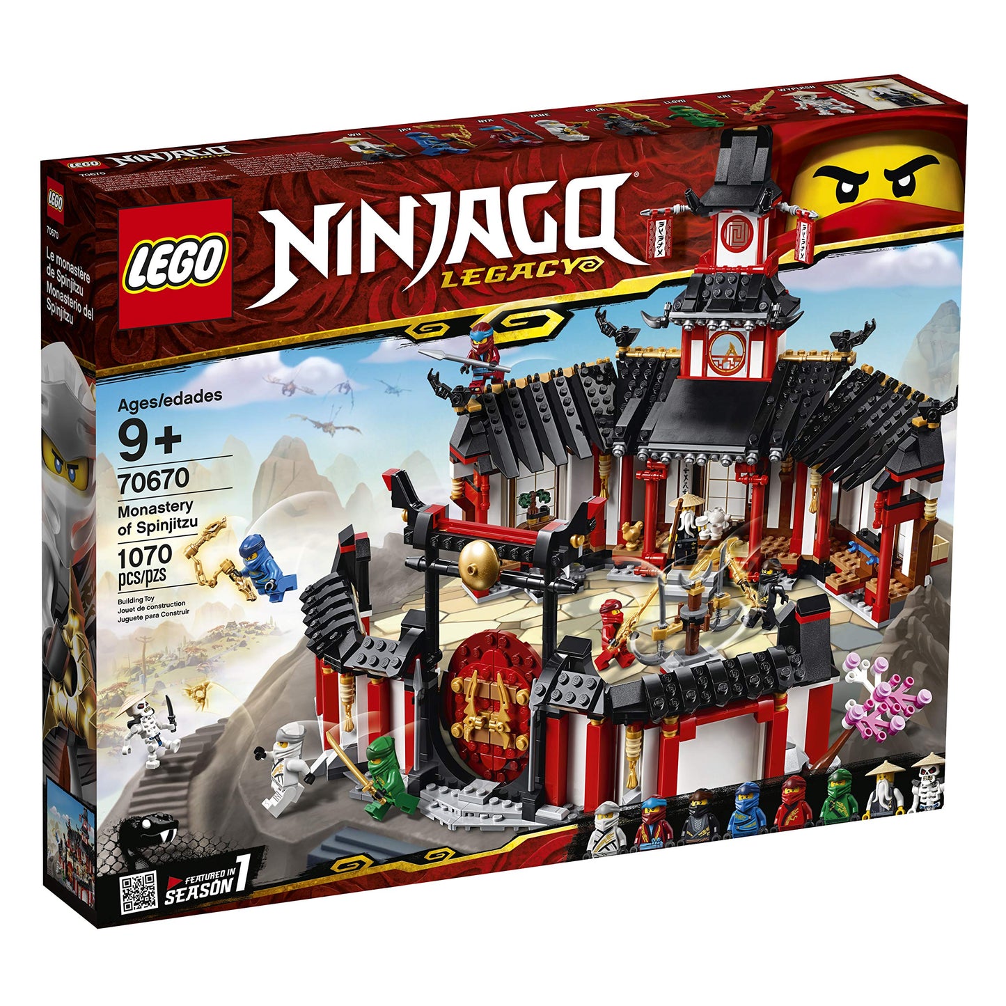 LEGO NINJAGO Legacy Monastery of Spinjitzu 70670 Battle Toy Building Kit Includes Ninja Toy Weapons and Training Equipment for Creative Play (1,070