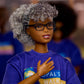 Barbie Inspiring Women Doll, Opal Lee Collectible in Blue “Opal’s Walk for Freedom” T-Shirt, White Pants and Glasses, Doll Stand and Displayable