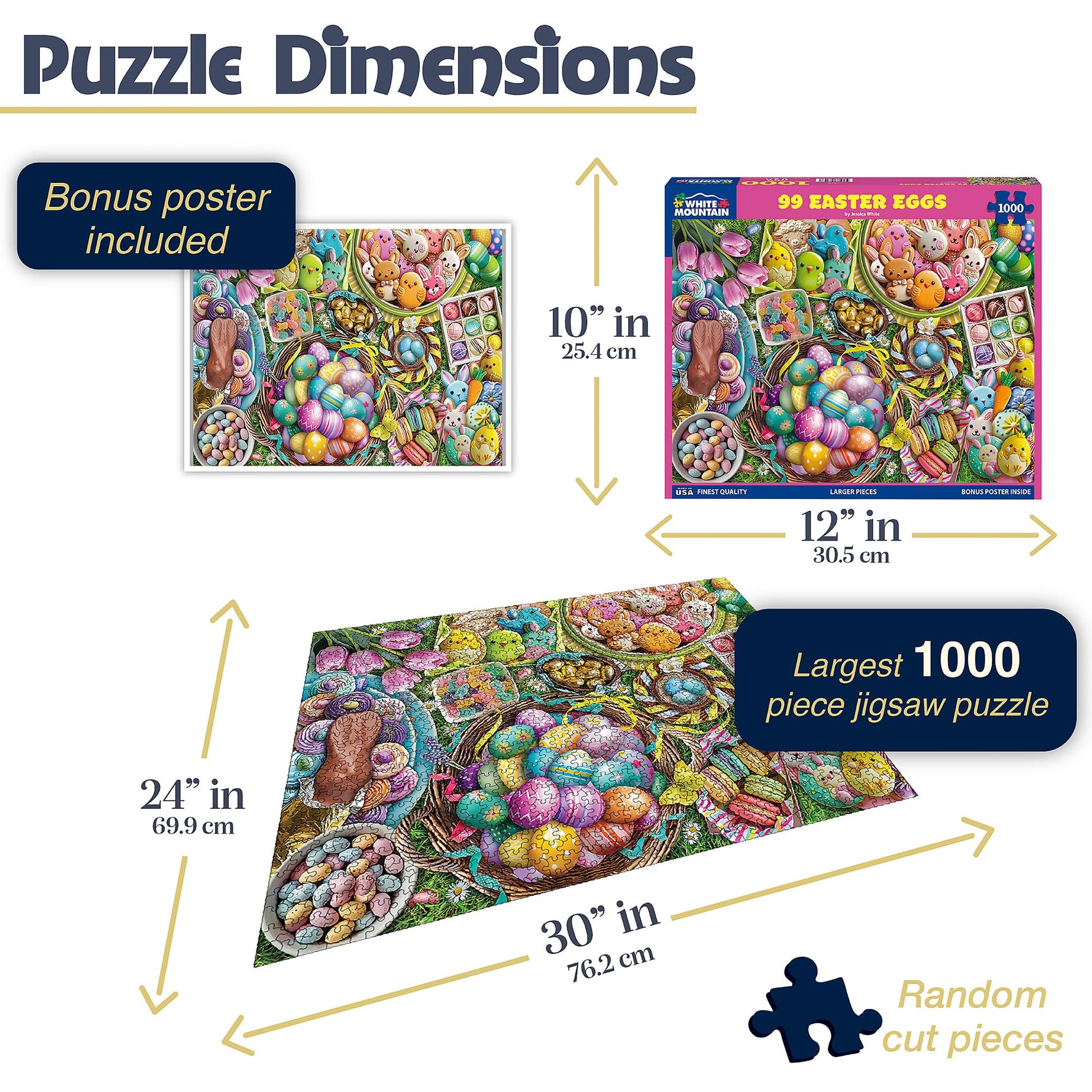 White Mountain 1000 Piece Jigsaw Puzzle Holiday Collage, 99 Easter Eggs