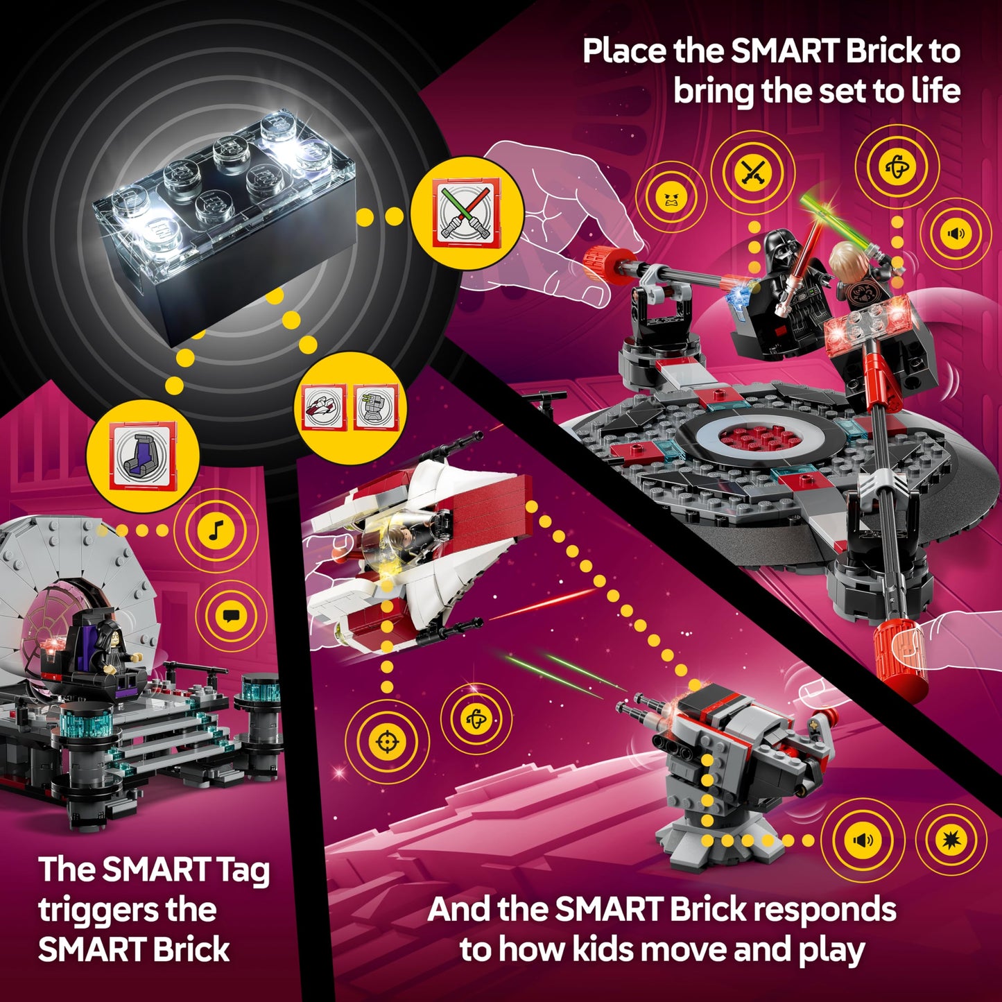 LEGO Star Wars SMART Play: Throne Room Duel & A-Wing Interactive Building Toy - All-in-One Set - Reacts to How You Move and Play with a SMART Brick