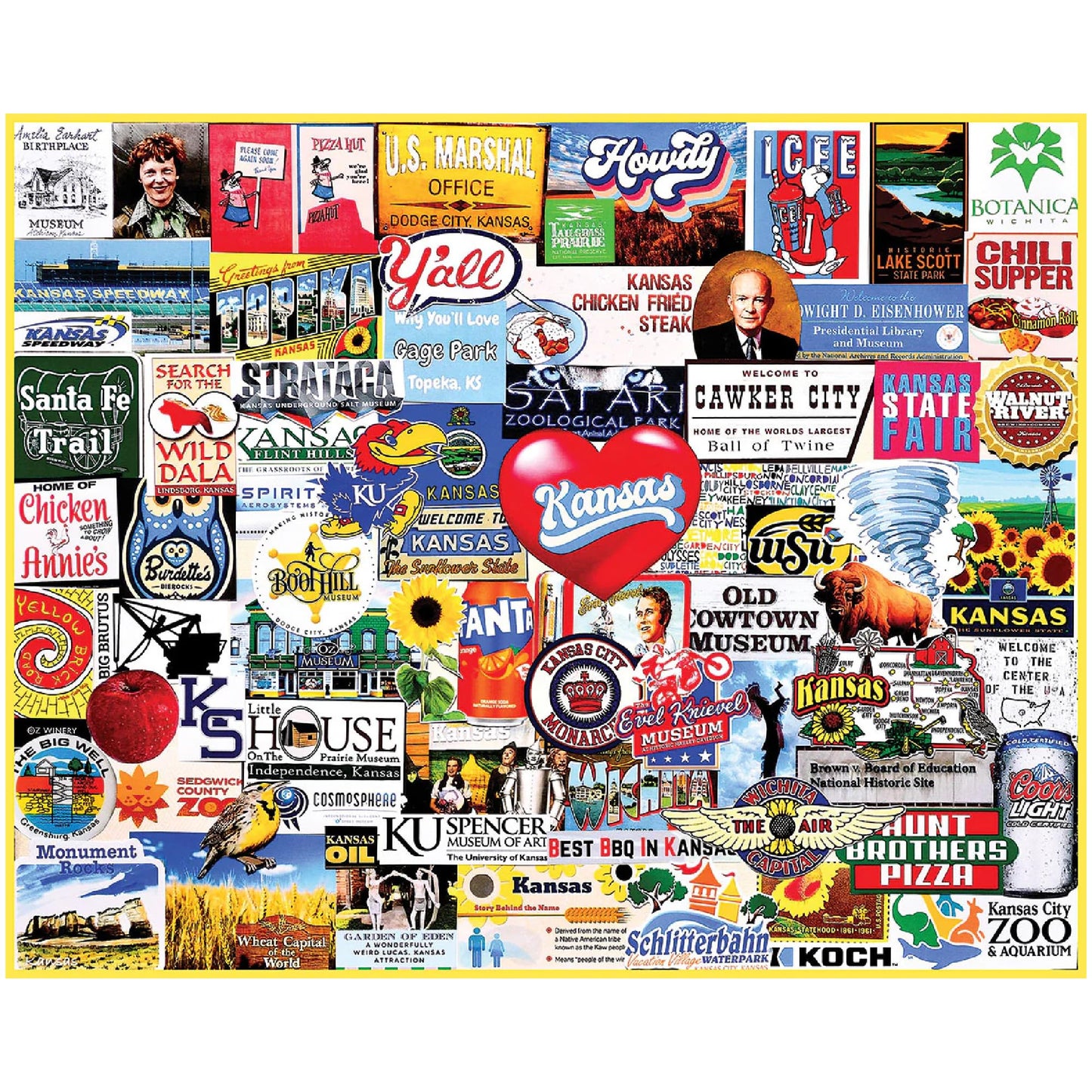 White Mountain 1000 Piece Jigsaw Puzzle Sunflower State, I Love Kansas