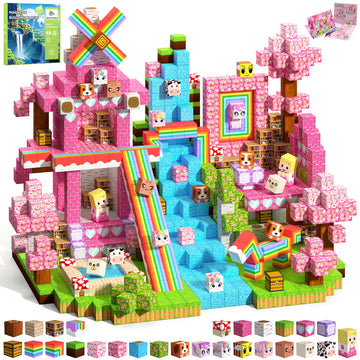 100PCS Magnetic Blocks, Magnetic Building Cube Set for Kids Ages 3+, Constructions STEM Stacking Tiles Toy Building Birthday Gifts for Girls