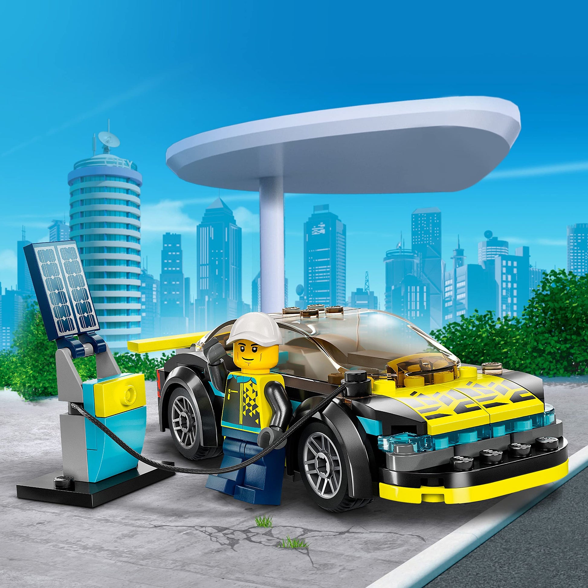 LEGO City Electric Sports Car 60383, Toy for 5 Plus Years Old Boys and Girls, Race Car for Kids Set with Racing Driver Minifigure, Building Toys