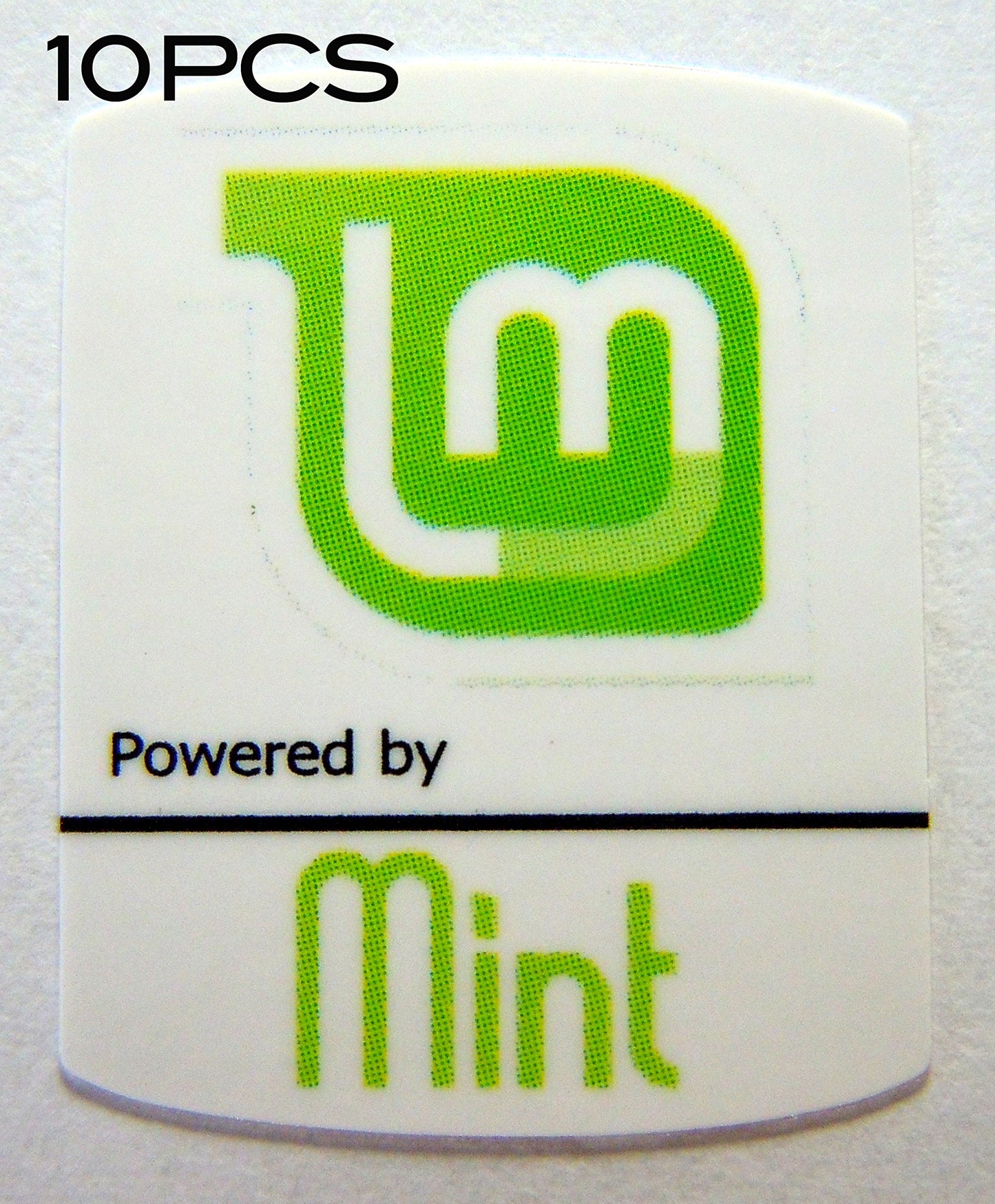 10 Pieces of Powered by Mint Linux Sticker 19mm x 24mm [480x10]