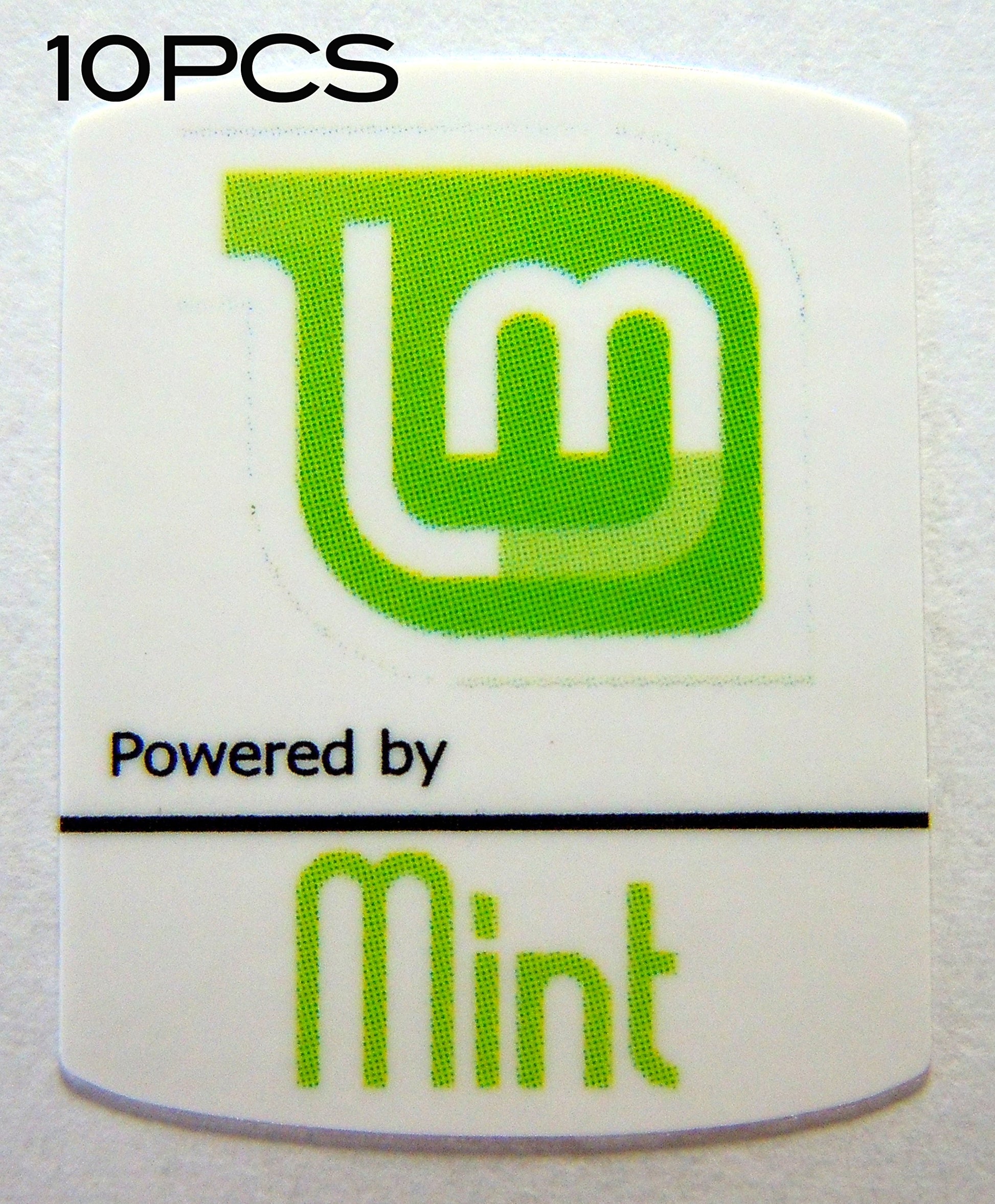 10 Pieces of Powered by Mint Linux Sticker 19mm x 24mm [480x10]