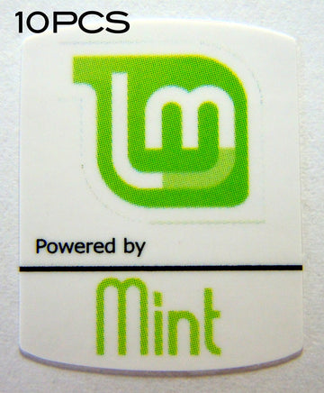 10 Pieces of Powered by Mint Linux Sticker 19mm x 24mm [480x10]