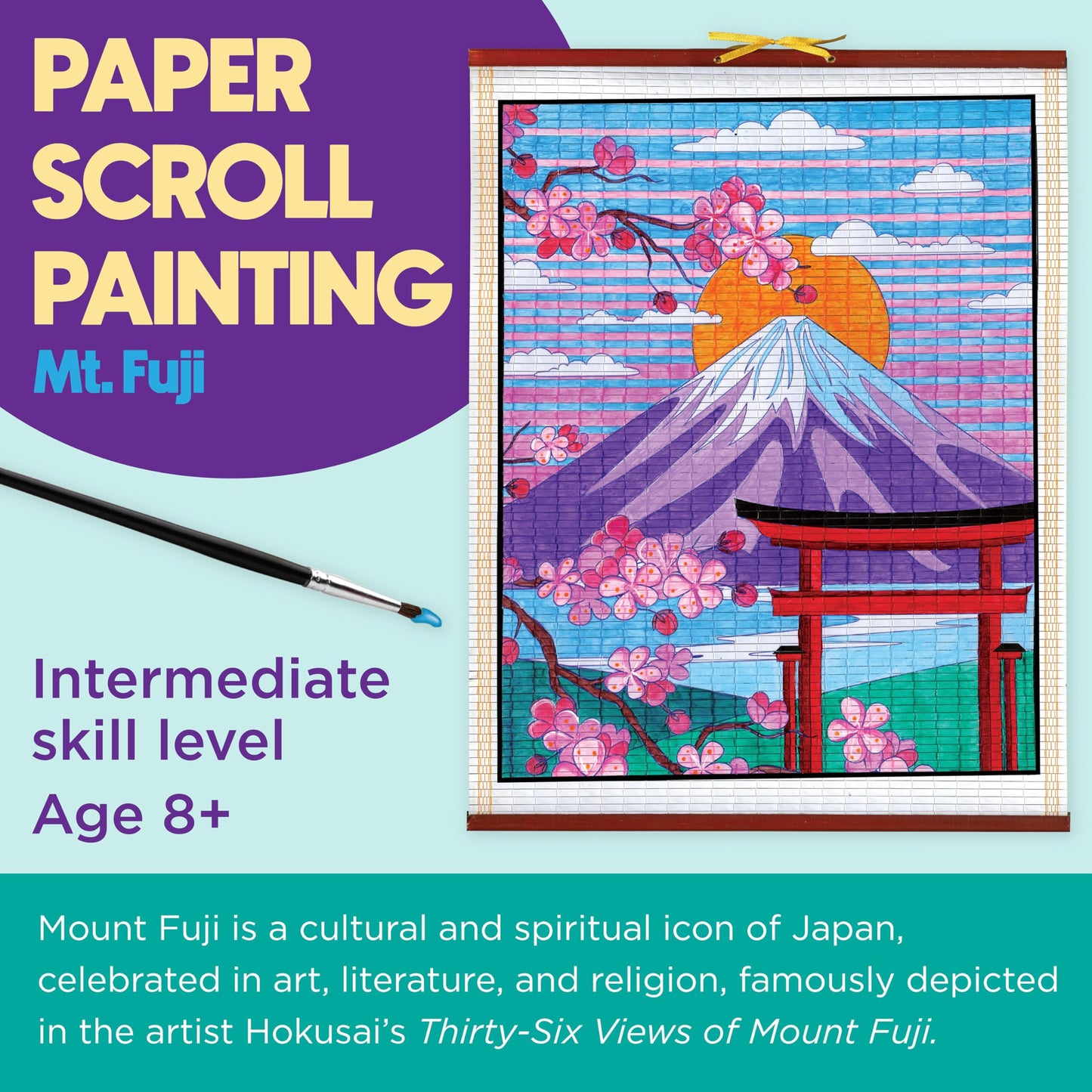 Faber-Castell Paper Scroll Painting Kit: Mount Fuji | Summer Crafts & Back to School Ready Supplies | Ready-to-Hang DIY Painting Craft for Kids (1