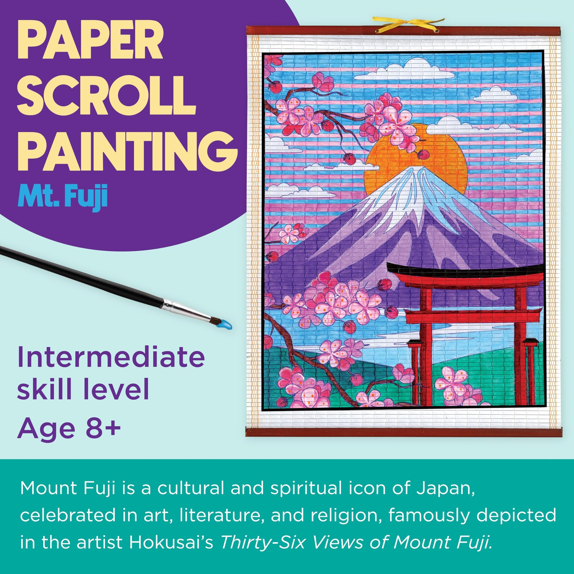 Faber-Castell Paper Scroll Painting Kit: Mount Fuji | Summer Crafts & Back to School Ready Supplies | Ready-to-Hang DIY Painting Craft for Kids (1