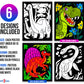 Dinosaurs - 6 Pack of Fuzzy Velvet Coloring Posters for Kids, Toddlers, Girls, and Boys (All Ages Arts and Crafts Activity) - Includes T-Rex