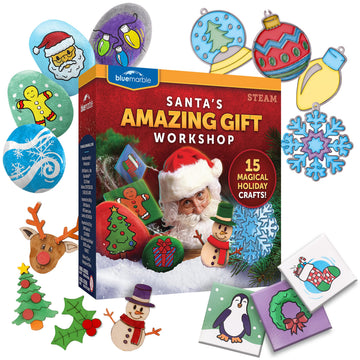 Blue Marble Santa's Christmas Craft Kit for Kids - 15 Magical Christmas Crafts for Kids, Make Suncatchers, Paint Holiday Rocks, Make Magnetic Tile Art