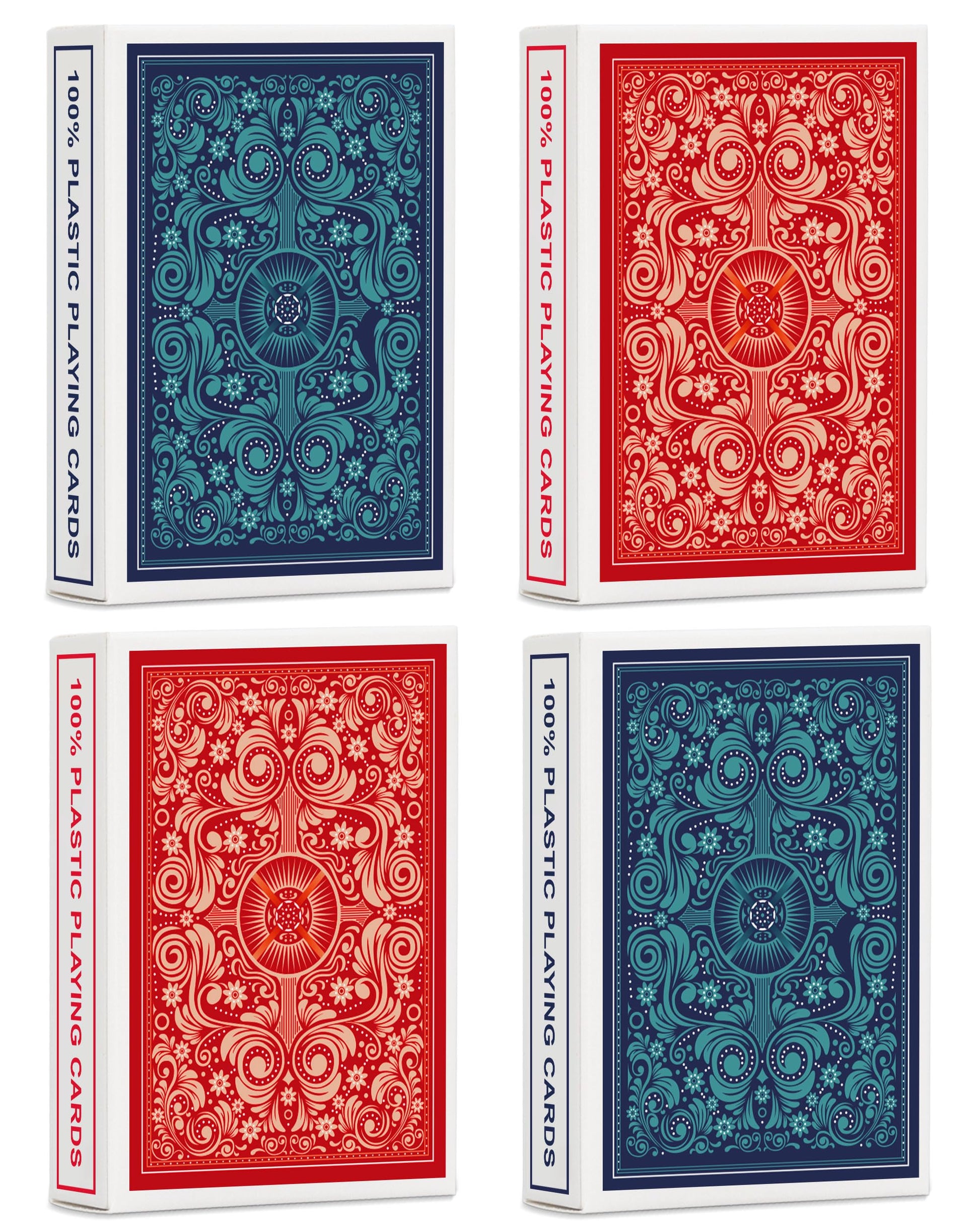 Timenued Playing Cards 4 Pack,Plastic Waterproof Playing Cards Bulk for Adults and Seniors,4 Decks of Poker Cards Professional Set, Standard Poker