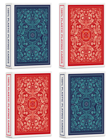 Timenued Playing Cards 4 Pack,Plastic Waterproof Playing Cards Bulk for Adults and Seniors,4 Decks of Poker Cards Professional Set, Standard Poker