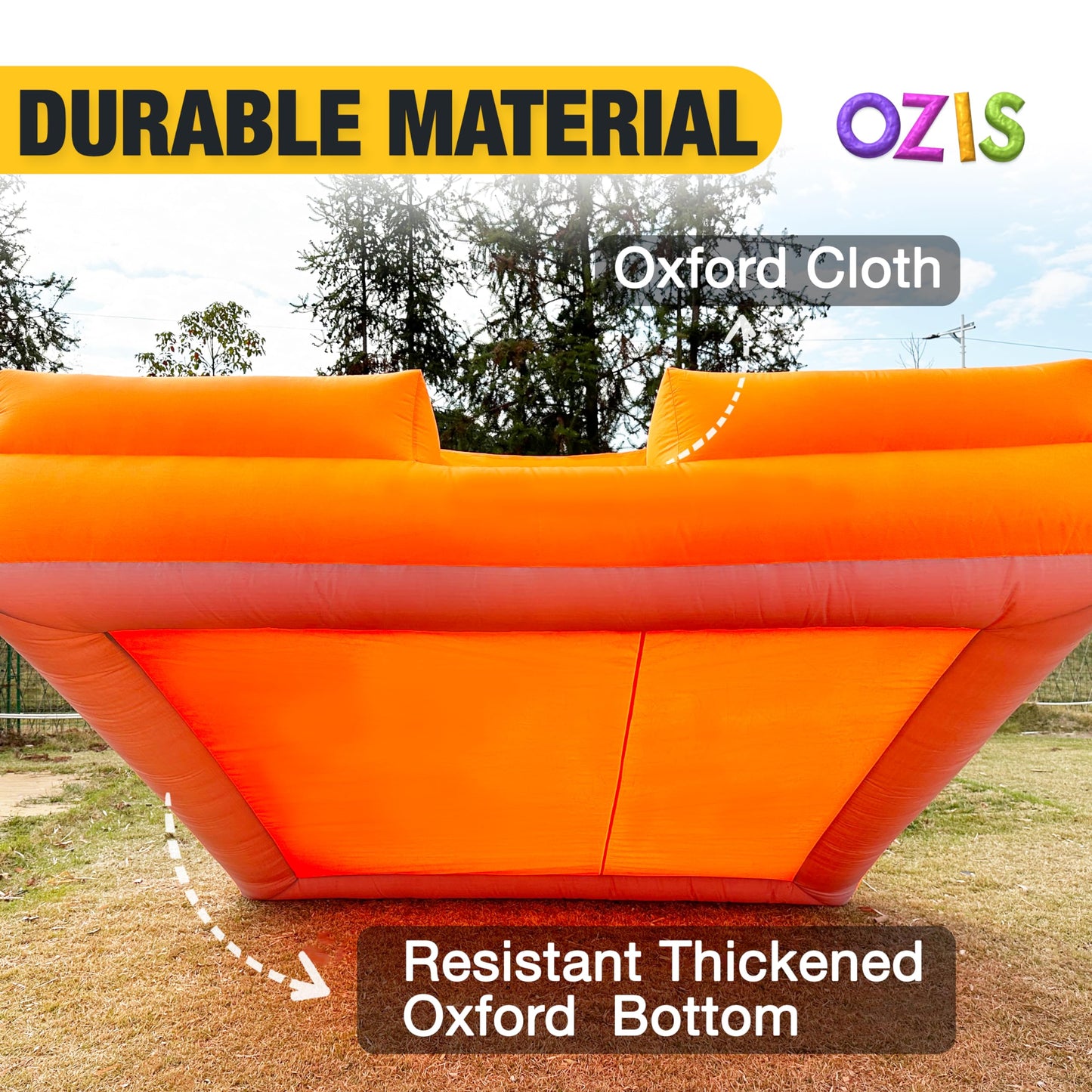 OZIS 10FT Ball Pit Inflatable Foam Pit with Built-in Blower, Portable Foam Party Pit for Indoor/Outdoor Activities Easy to Setup (Orange)