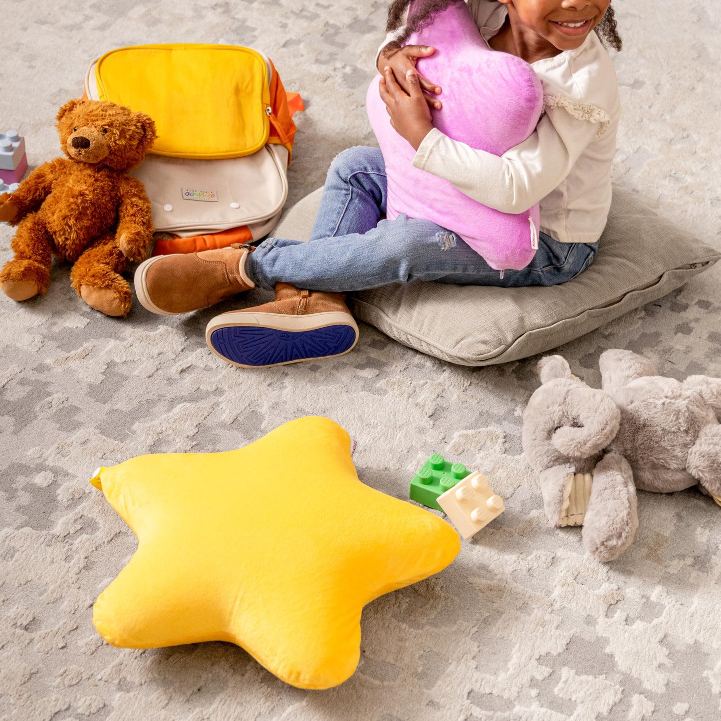 Kiddzentials Star Pillow 15in with Interior Memory Foam, Removable Outer Layer, Throw and Floor Pillow for Kids, Perfect for Classrooms, Childrens