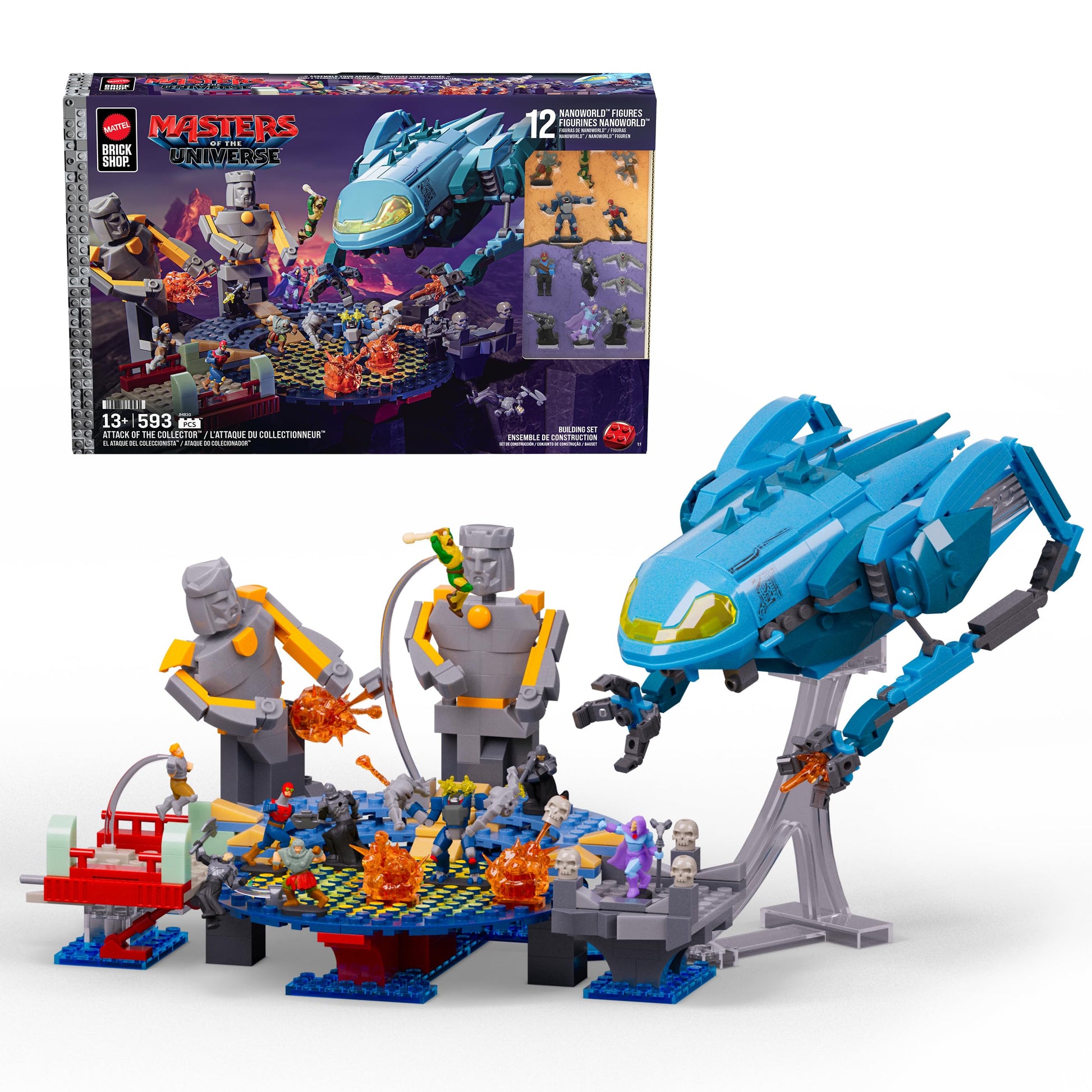 Mattel Brick Shop Masters of the Universe Building Set, Attack of the Collector with 594 Pieces and 12 Figures, Adult Collectors and Ages 13+ (Amazon