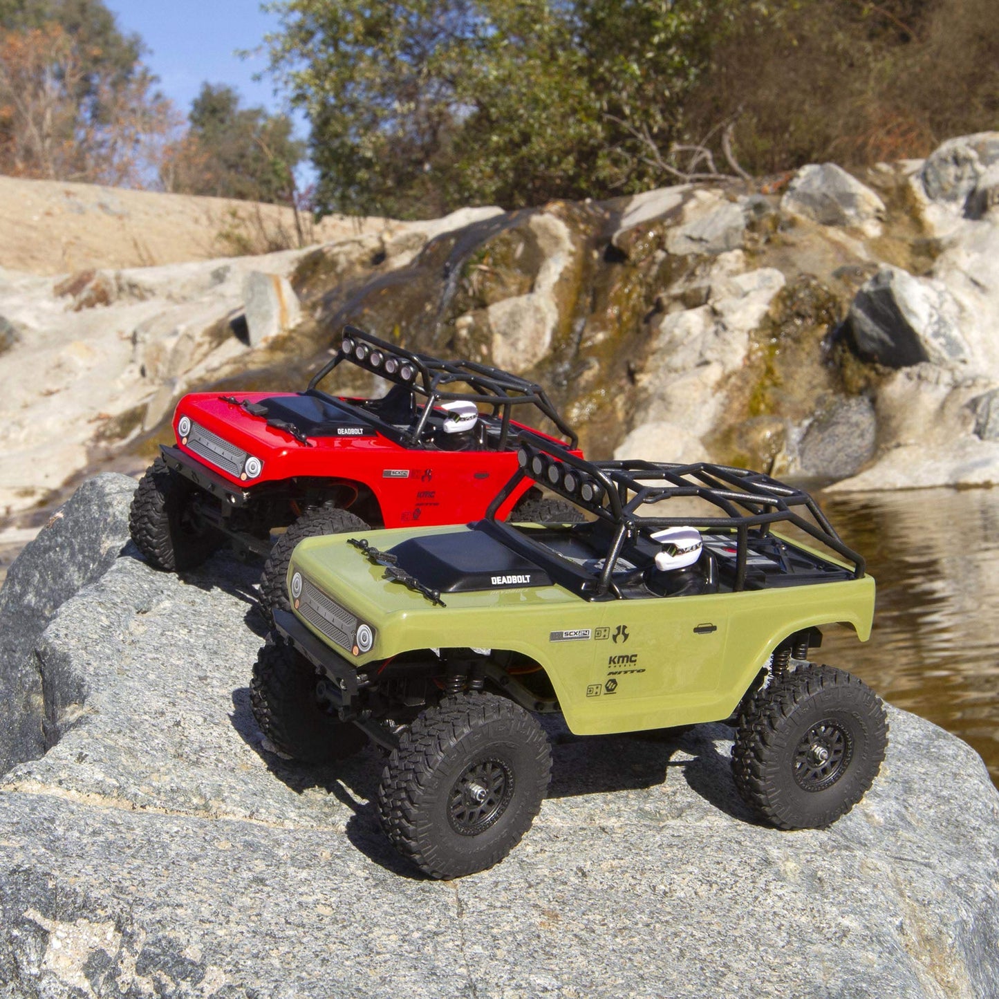 Axial SCX24 1/24 Deadbolt RC Crawler 4WD Truck 8" RTR with LED Lights, 3-Ch 2.4GHz Transmitter, Battery, and USB Charger: (Red) AXI90081T1
