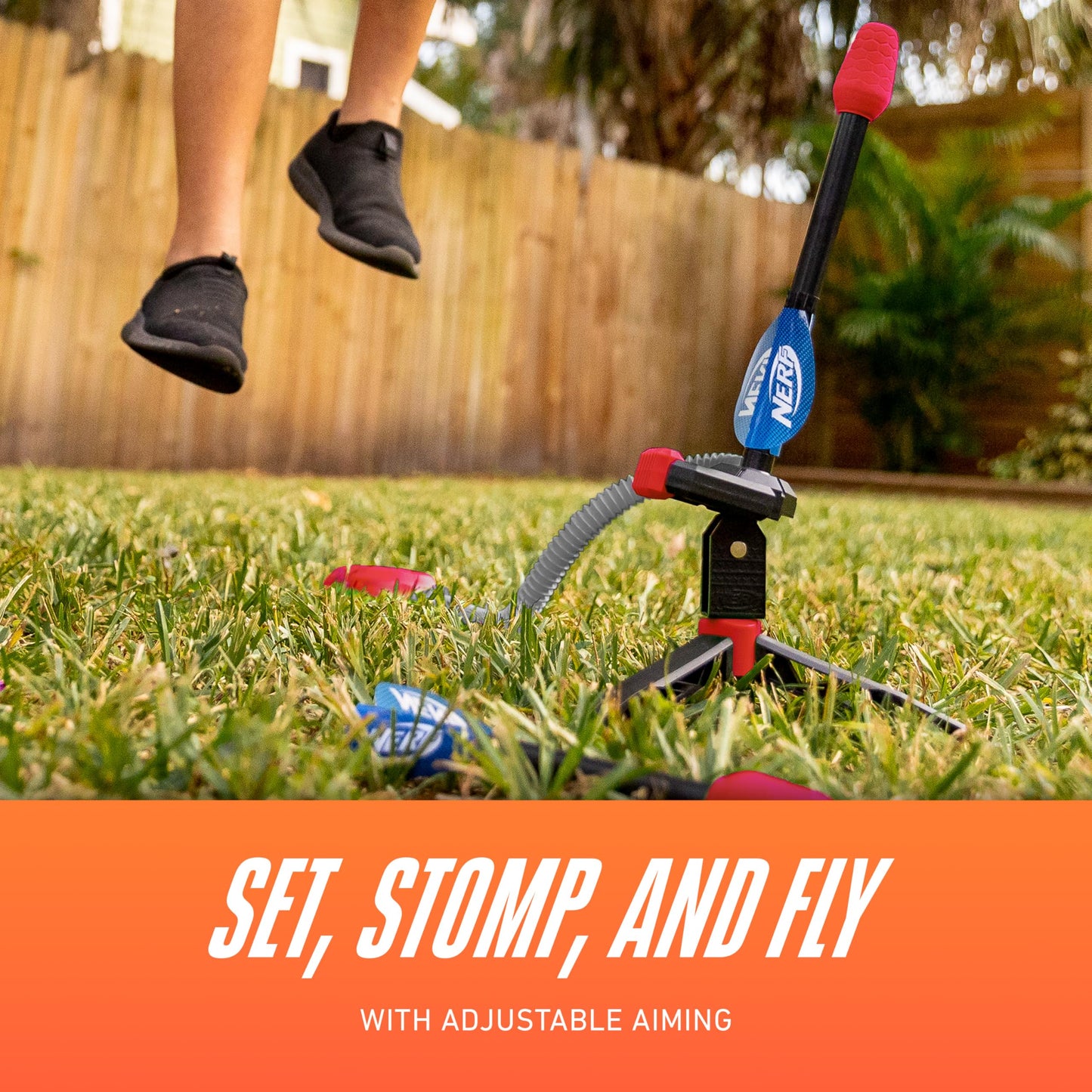 NERF Kids Toy Rocket Launcher - Rip Rocket Jump Rockets + Launcher - Boys + Girls Toy Stomp Pad + Missiles Set