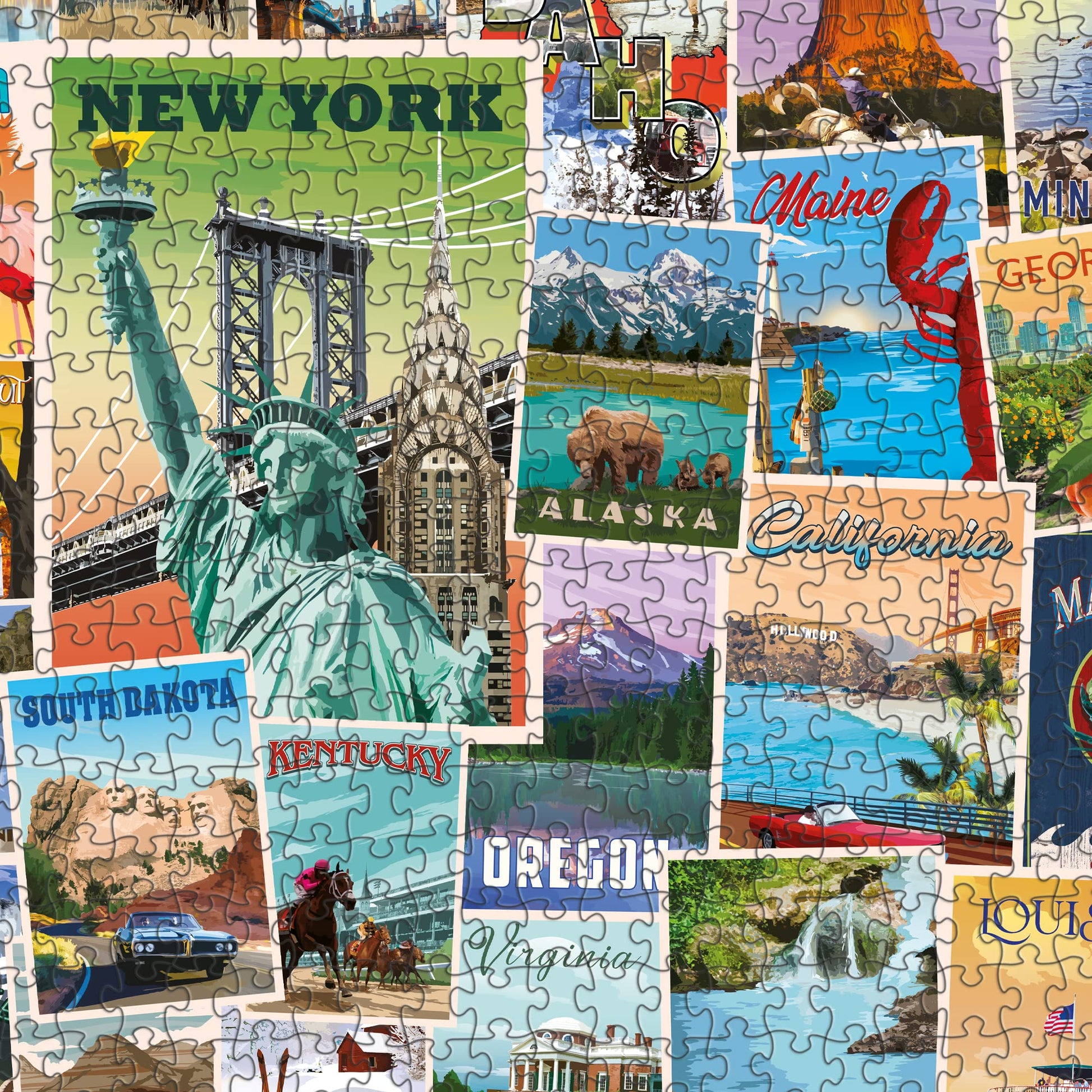 Funwares US States Puzzle, 1000 Piece Jigsaw, All 50, Vintage Poster Art