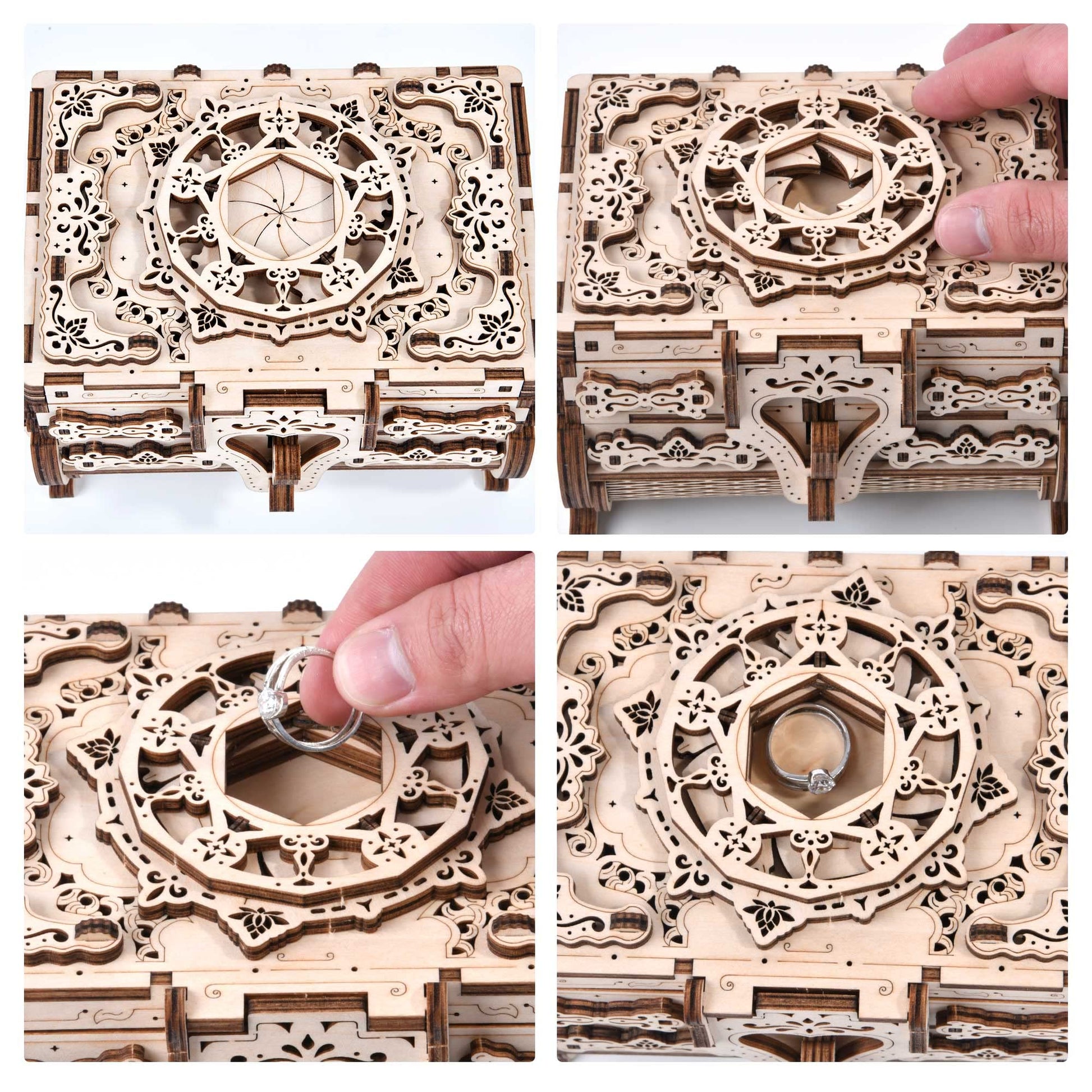 Varbertos 3D Wooden Puzzle Mechanical Treasure Box, Wood Creative Assembly Model Building Kits to Build for Adults and Teens, DIY Wooden Puzzle