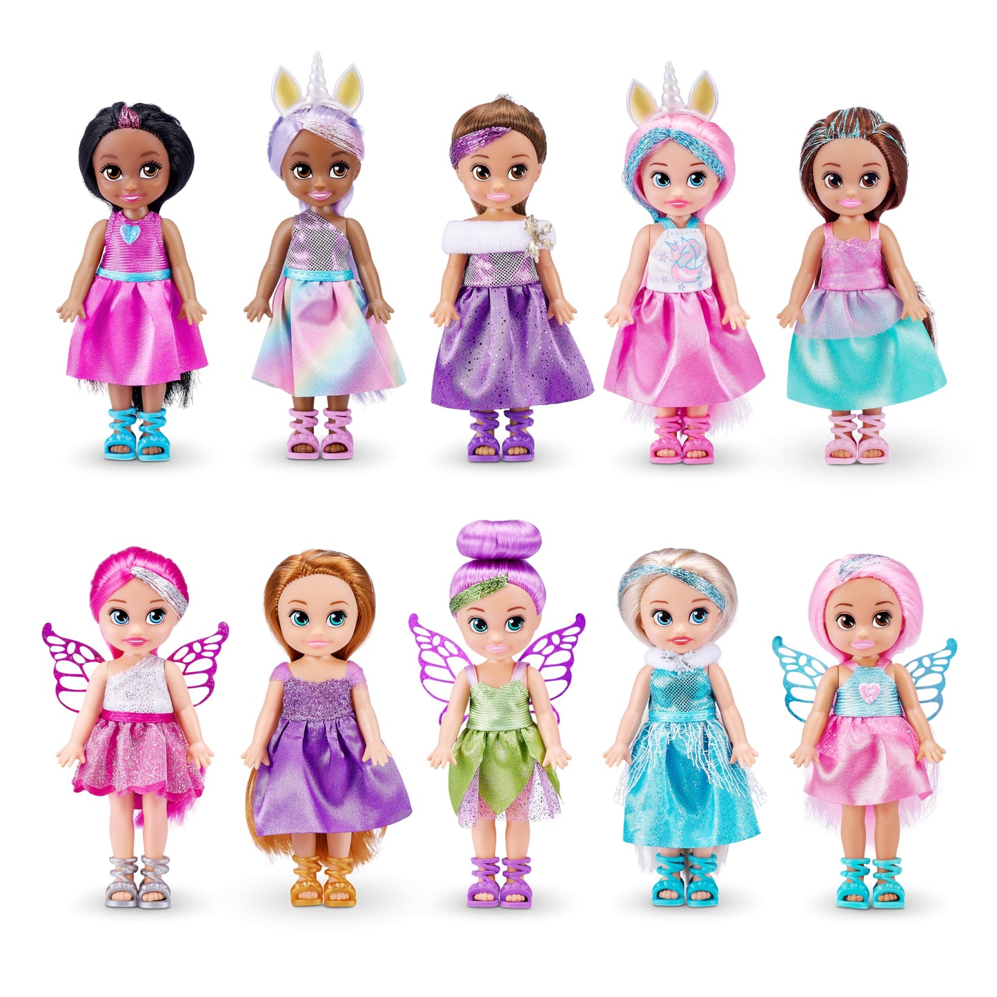 Sparkle Girlz-Dolls-4.7"-Fantasy Little Friend Collection Set of 10 by ZURU, Perfect Girls for Kids 3 Years Old and Up
