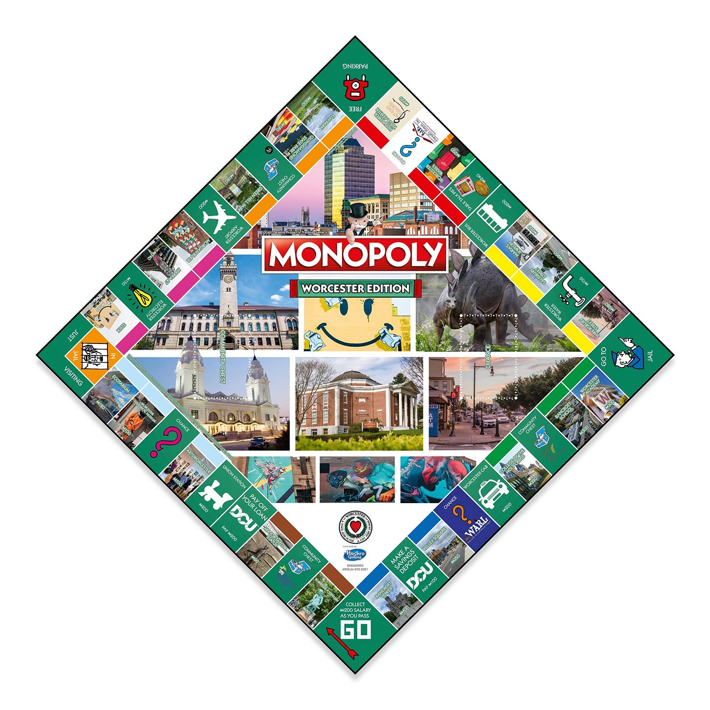 Monopoly Board Game Worcester Edition: 2-6 Players Family Board Games for Kids and Adults, Board Games for Kids 8 and up, for Kids and Adults, Ideal