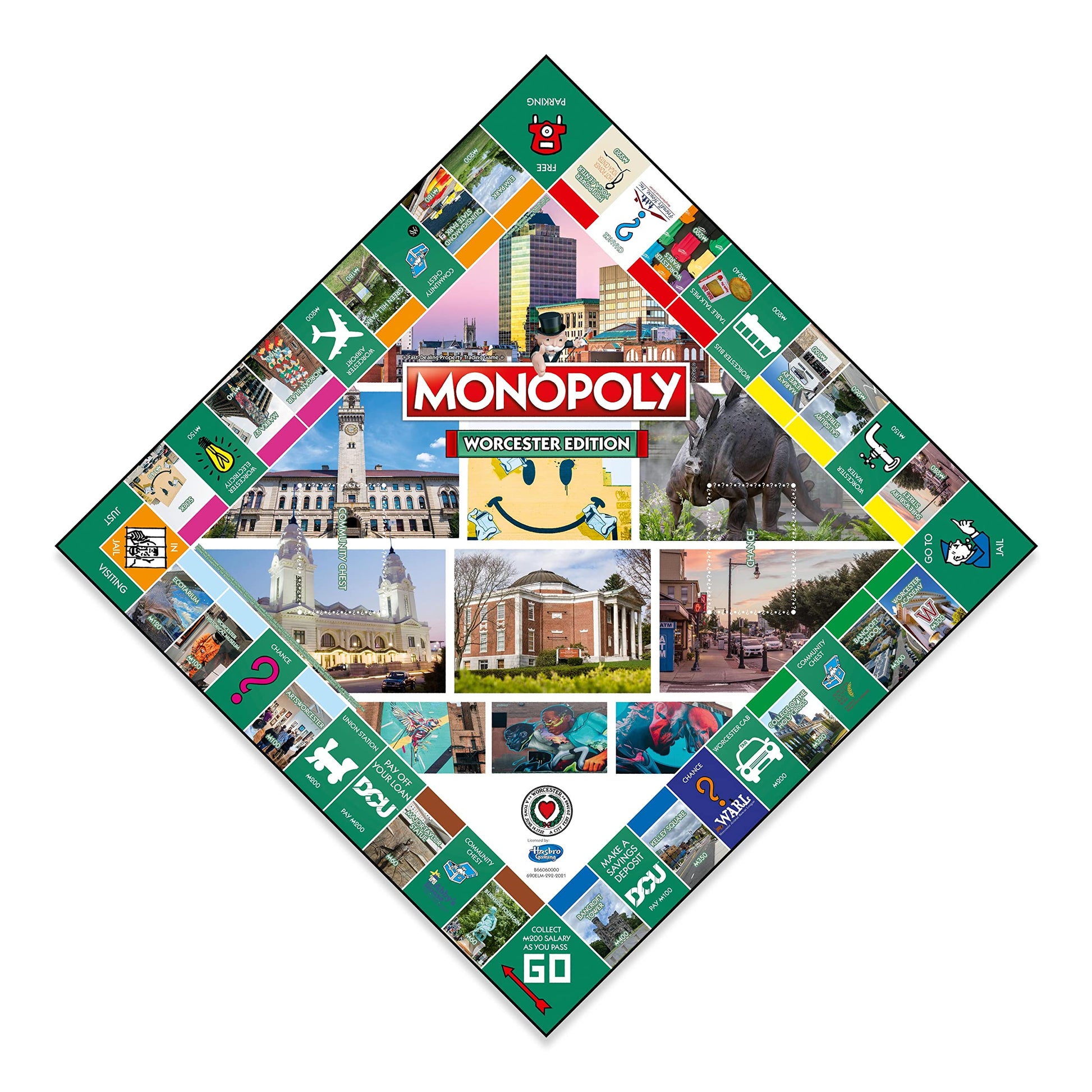 Monopoly Board Game Worcester Edition: 2-6 Players Family Board Games for Kids and Adults, Board Games for Kids 8 and up, for Kids and Adults, Ideal