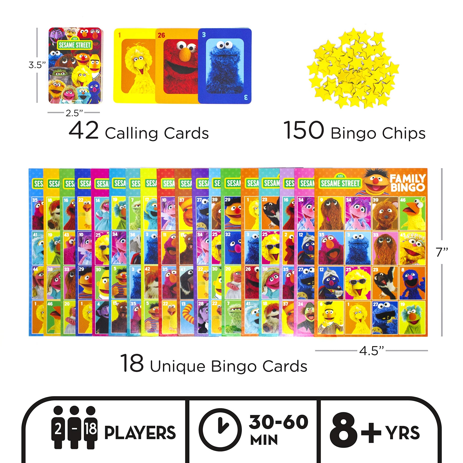 Aquarius Sesame Street Family Bingo Game - Fun Family Party Game for Kids, Teens & Adults - Entertaining Game Night Gift - Officially Licensed